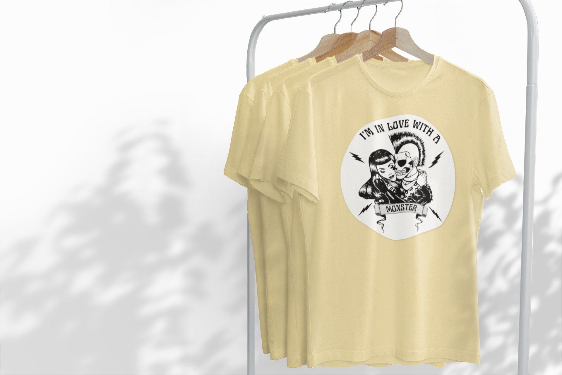 Rockabilly Monster Tee — "I'm in Love with a Monster" Vintage Horror Band T-Shirt product thumbnail image Rockabilly Monster Tee — "I'm in Love with a Monster" Vintage Horror Band T-Shirt product thumbnail image