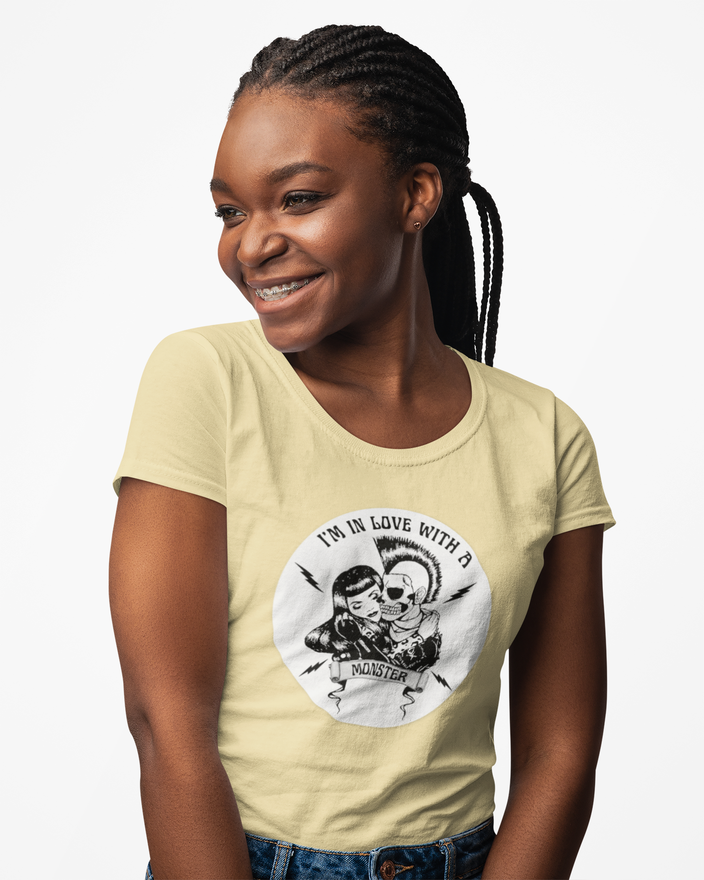 Rockabilly Monster Tee — "I'm in Love with a Monster" Vintage Horror Band T-Shirt product thumbnail image Rockabilly Monster Tee — "I'm in Love with a Monster" Vintage Horror Band T-Shirt product thumbnail image