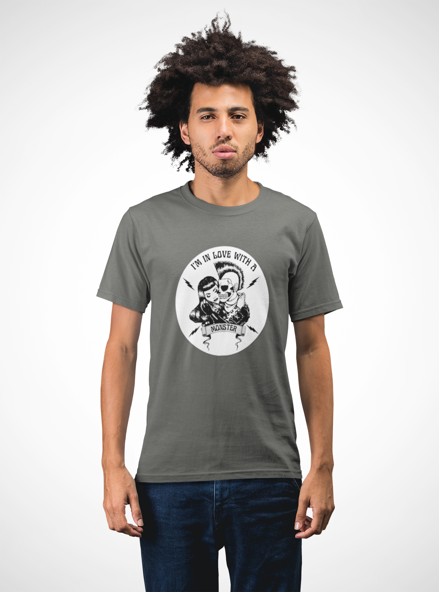 Rockabilly Monster Tee — "I'm in Love with a Monster" Vintage Horror Band T-Shirt product thumbnail image Rockabilly Monster Tee — "I'm in Love with a Monster" Vintage Horror Band T-Shirt product thumbnail image