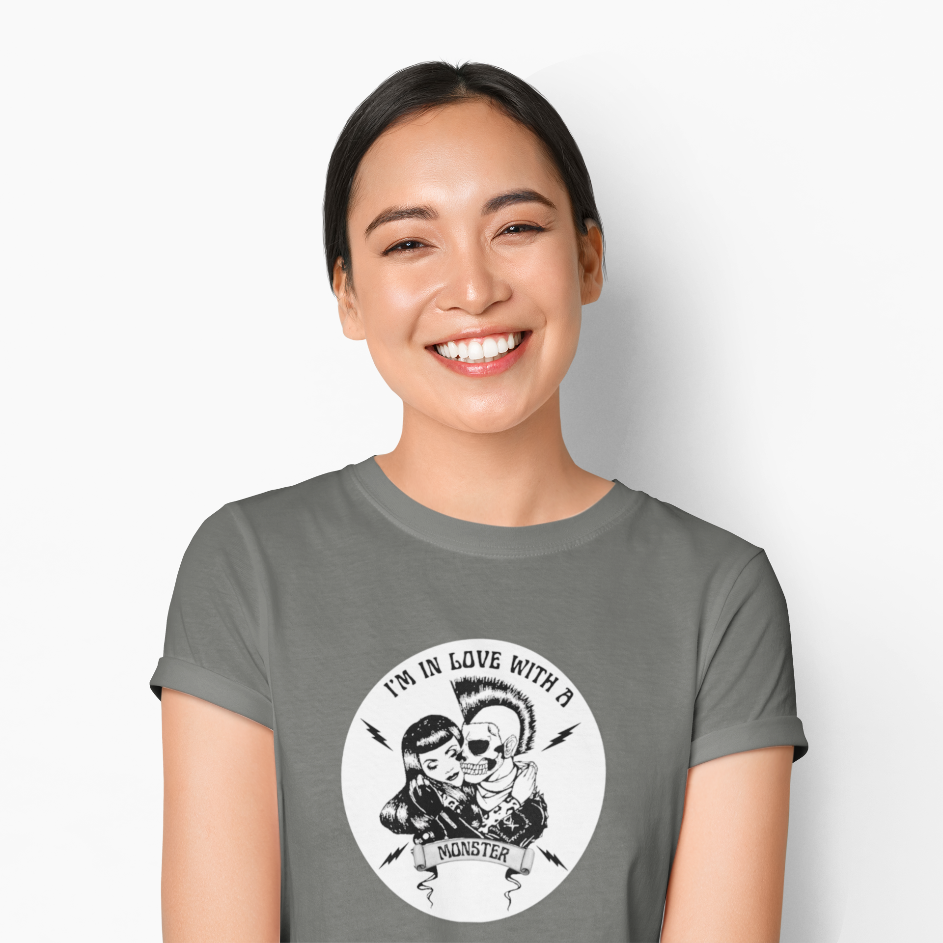 Rockabilly Monster Tee — "I'm in Love with a Monster" Vintage Horror Band T-Shirt product thumbnail image Rockabilly Monster Tee — "I'm in Love with a Monster" Vintage Horror Band T-Shirt product thumbnail image