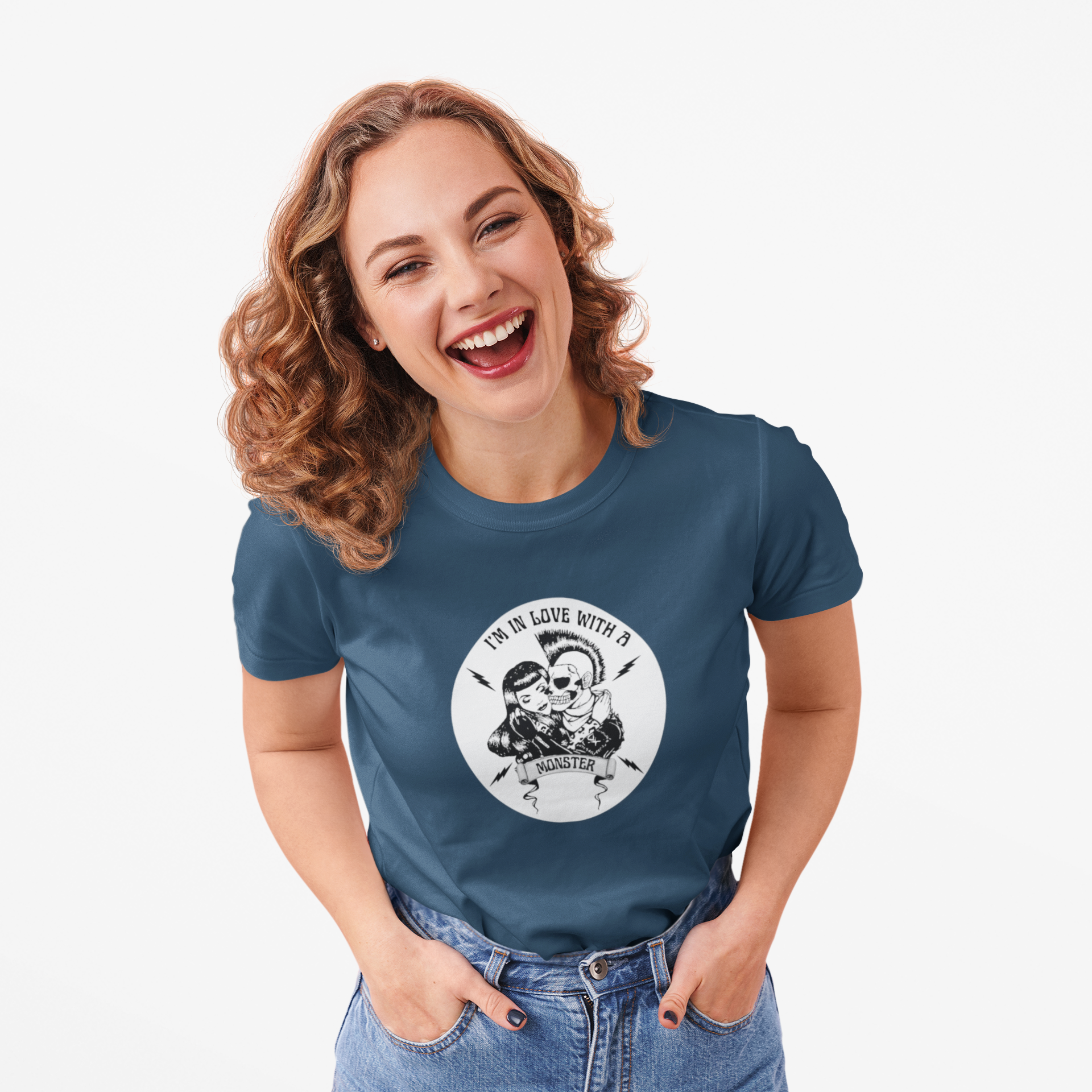 Rockabilly Monster Tee — "I'm in Love with a Monster" Vintage Horror Band T-Shirt product thumbnail image Rockabilly Monster Tee — "I'm in Love with a Monster" Vintage Horror Band T-Shirt product thumbnail image