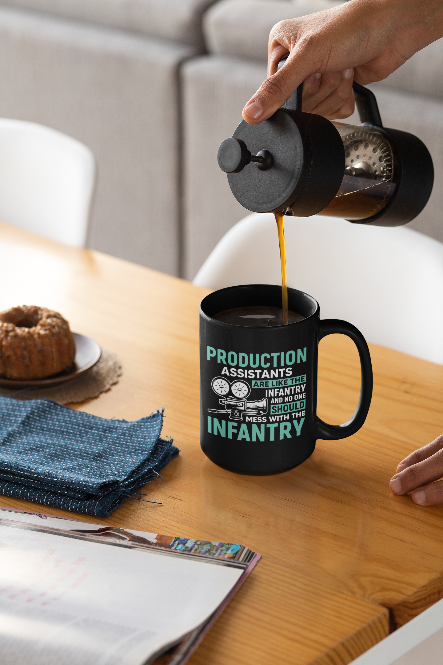 Production Assistants Are Like the Infantry Black Mug, 15oz product thumbnail image Production Assistants Are Like the Infantry Black Mug, 15oz product thumbnail image