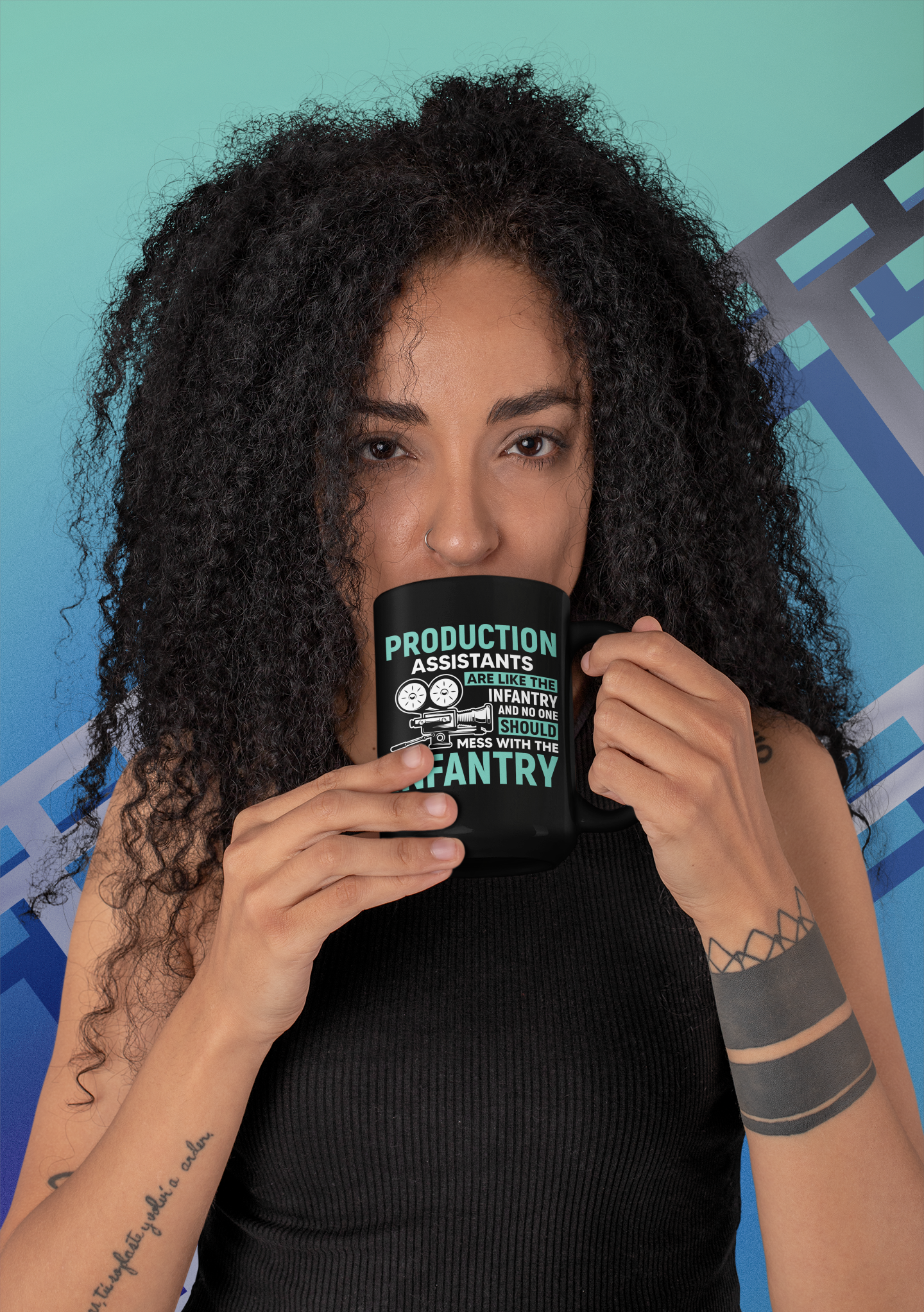 Production Assistants Are Like the Infantry Black Mug, 15oz product thumbnail image Production Assistants Are Like the Infantry Black Mug, 15oz product thumbnail image