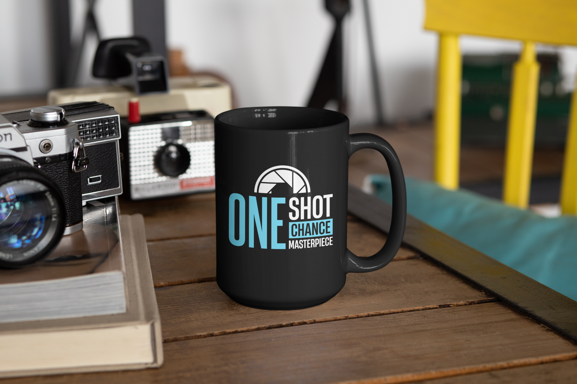 One Shot One Chance One Masterpiece Black Mug, 15oz product thumbnail image