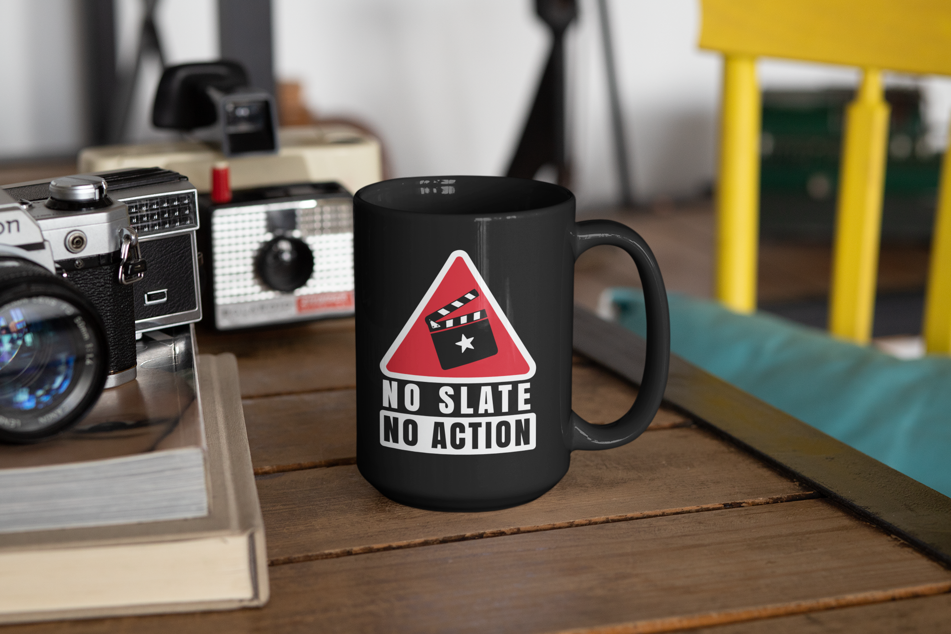 No Slate No Action Black Mug, 15oz product thumbnail image No Slate No Action Black Mug, 15oz product thumbnail image