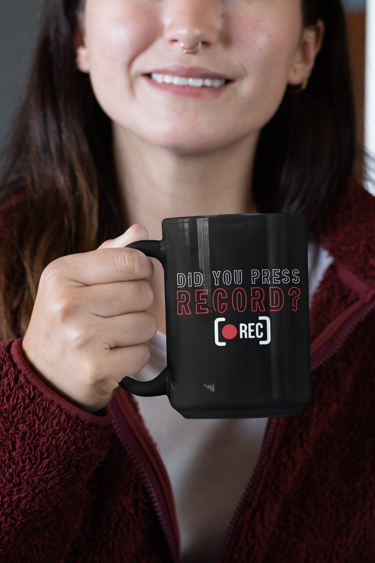 Did You Press Record Black Mug, 15oz product thumbnail image