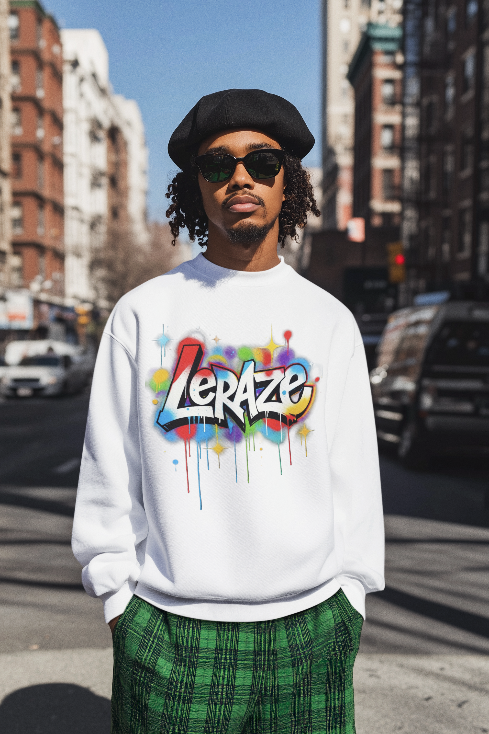 Graffiti 'Leraze' Crewneck Sweatshirt — Colorful Street Art Pullover