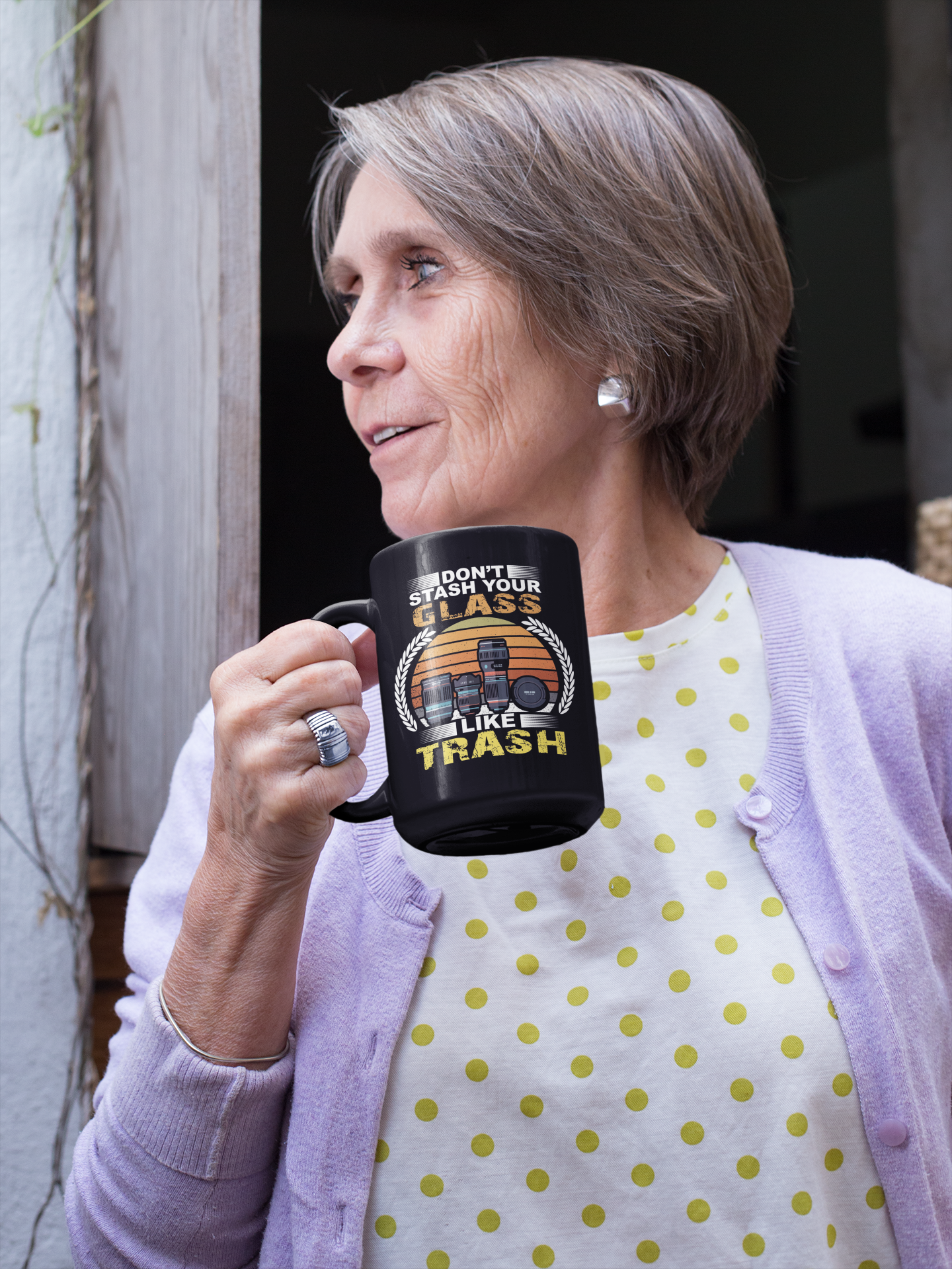 Don't Stash Your Glass Like Trash Black Mug, 15oz product thumbnail image