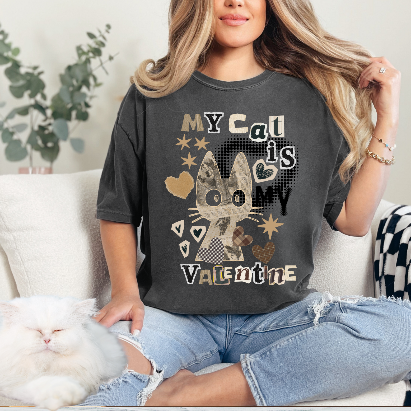 My Cat Is My Valentine T-shirt | Cat Heart Valentine Tee product thumbnail image My Cat Is My Valentine T-shirt | Cat Heart Valentine Tee product thumbnail image