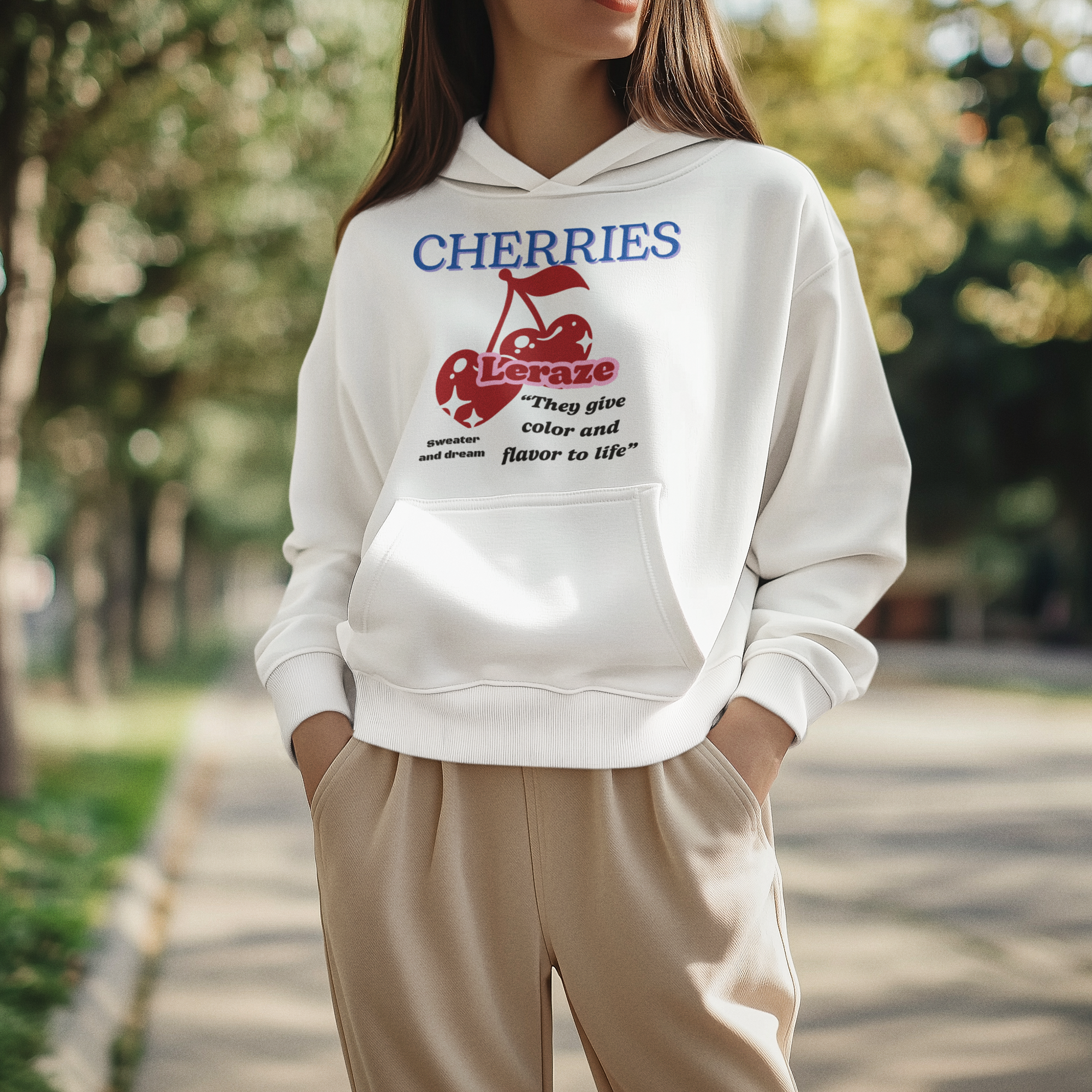 Cherries Print Fleece Unisex Hoodie — Relax in Style (Leraze Limited Edition) product thumbnail image