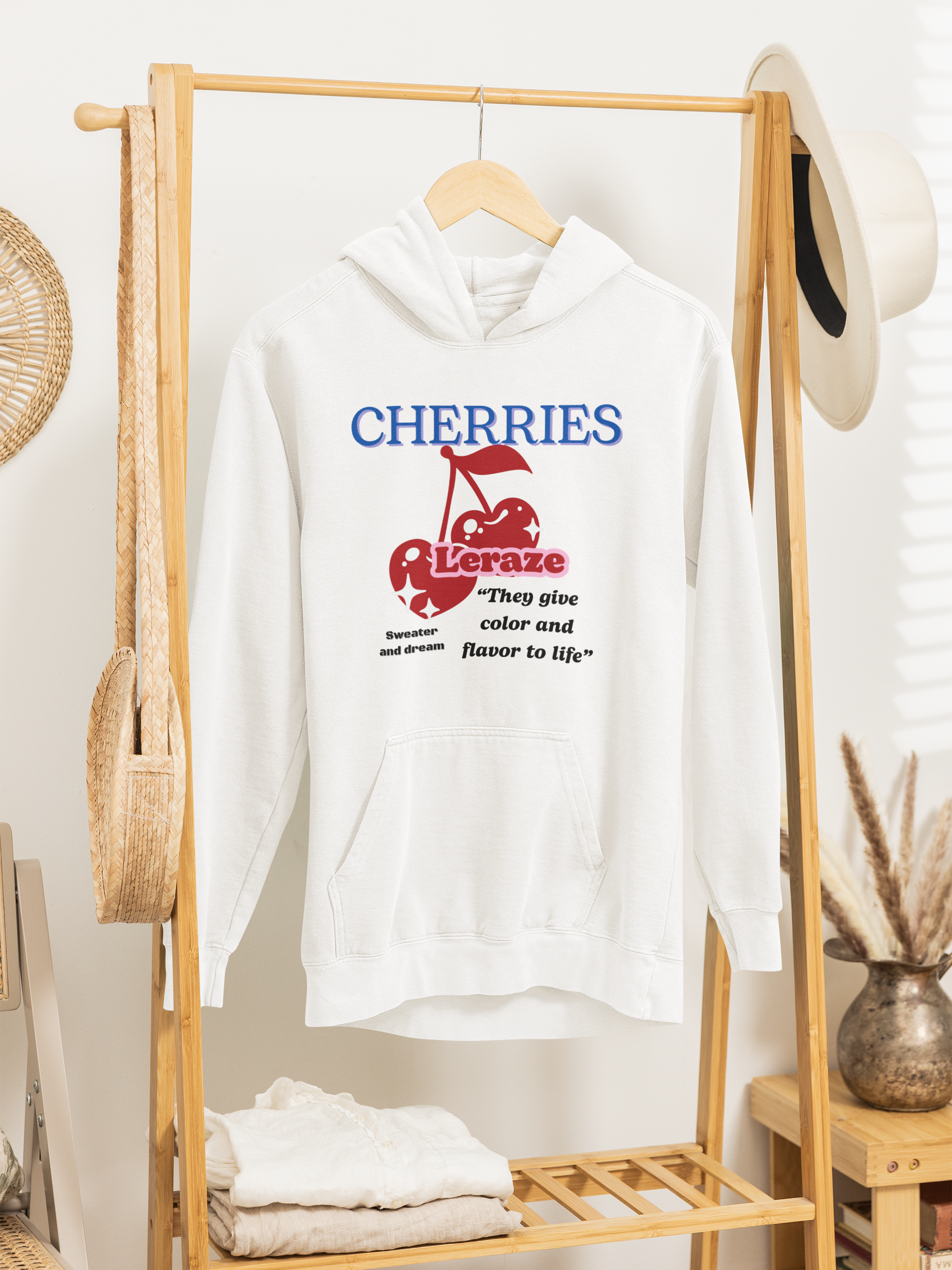 Cherries Print Fleece Unisex Hoodie — Relax in Style (Leraze Limited Edition) product thumbnail image