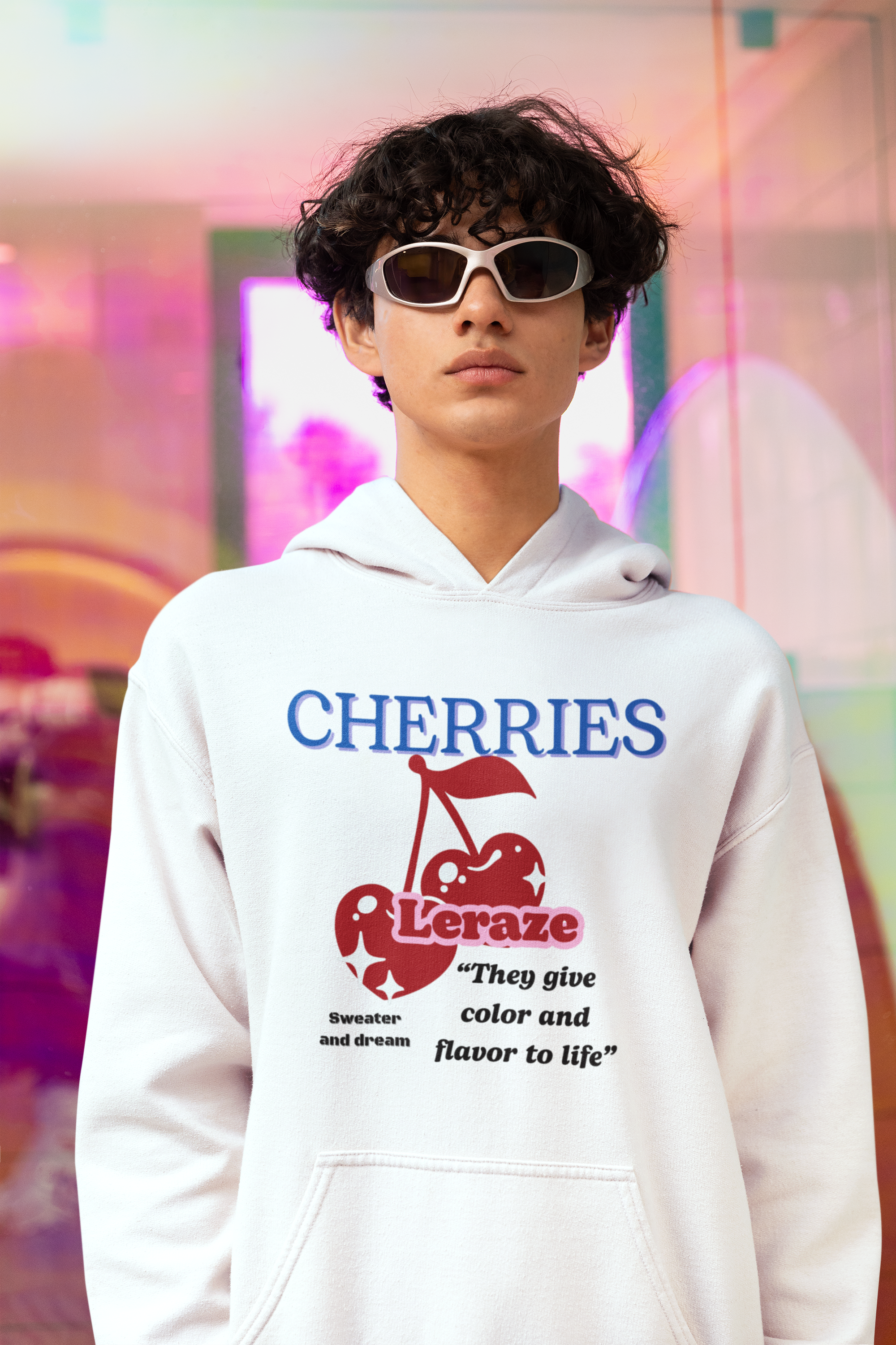 Cherries Print Fleece Unisex Hoodie — Relax in Style (Leraze Limited Edition) product thumbnail image