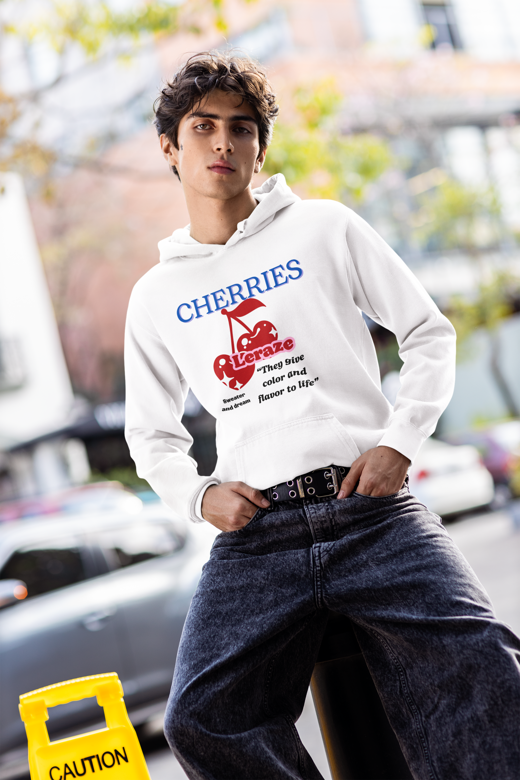 Cherries Print Fleece Unisex Hoodie — Relax in Style (Leraze Limited Edition) product thumbnail image