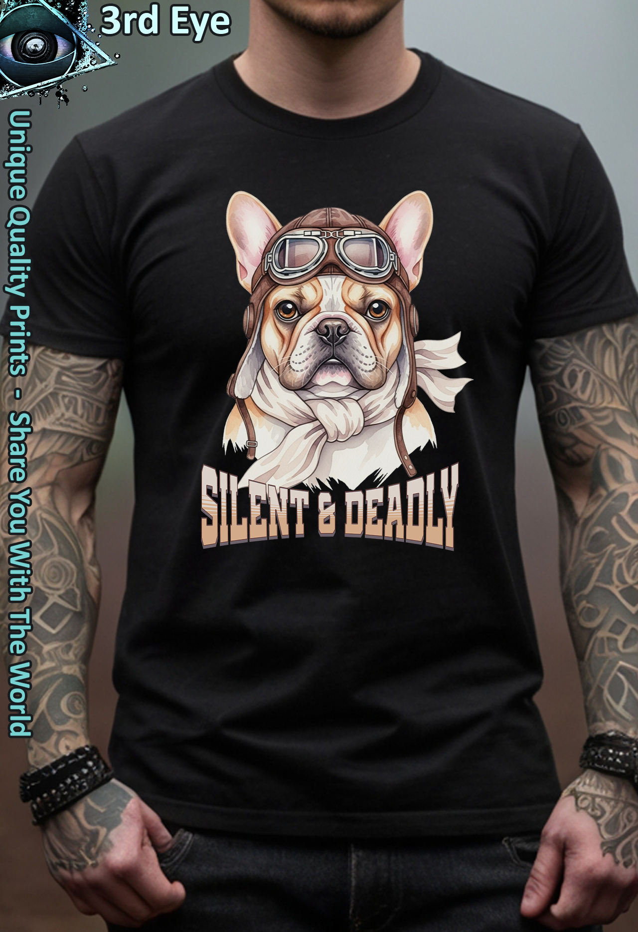 Vintage Frenchie Aviator Graphic Silent &amp; Deadly Funny French Bulldog
