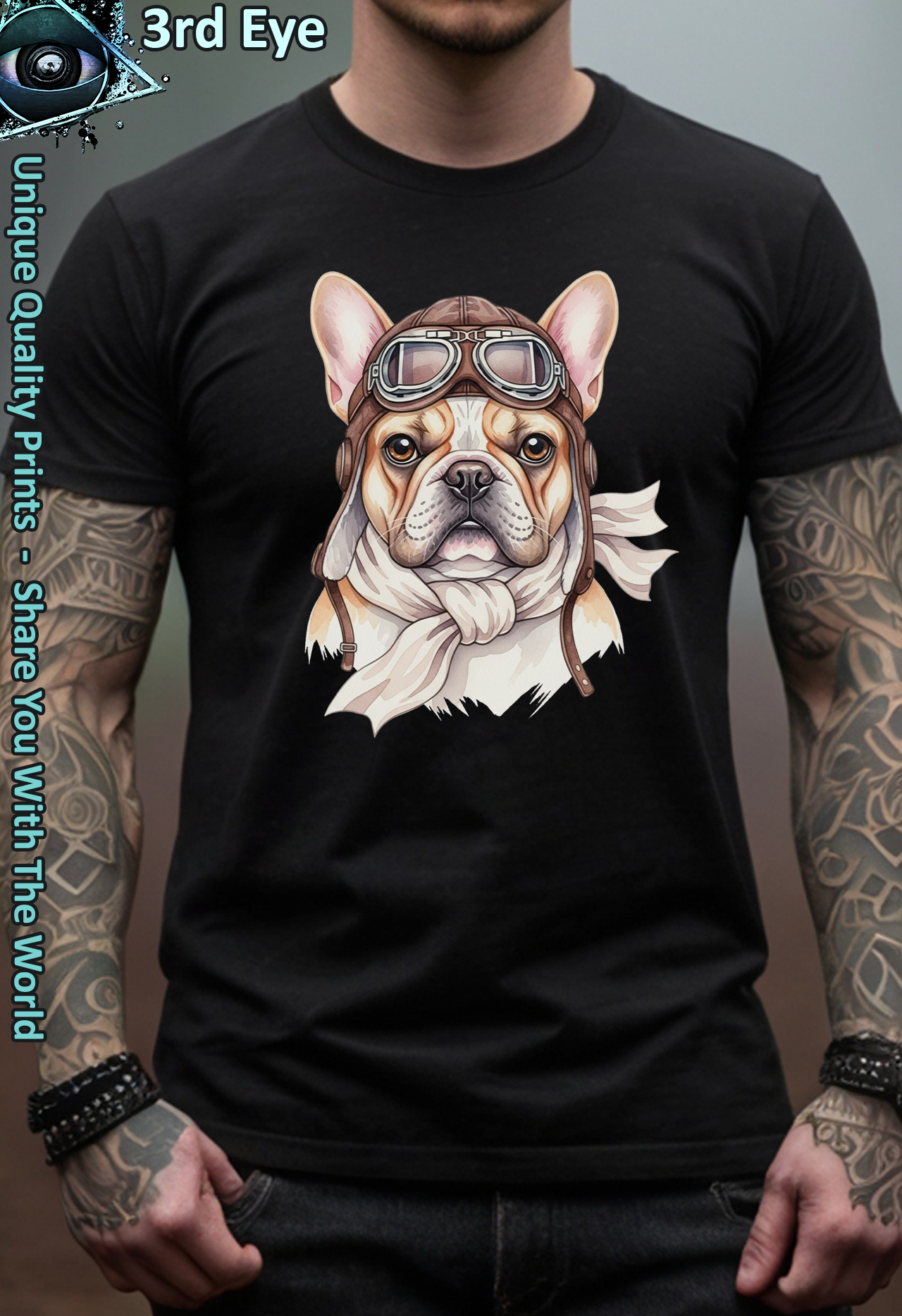 Vintage Frenchie Aviator Funny Costume Graphic French Bulldog Design product thumbnail image Vintage Frenchie Aviator Funny Costume Graphic French Bulldog Design product thumbnail image