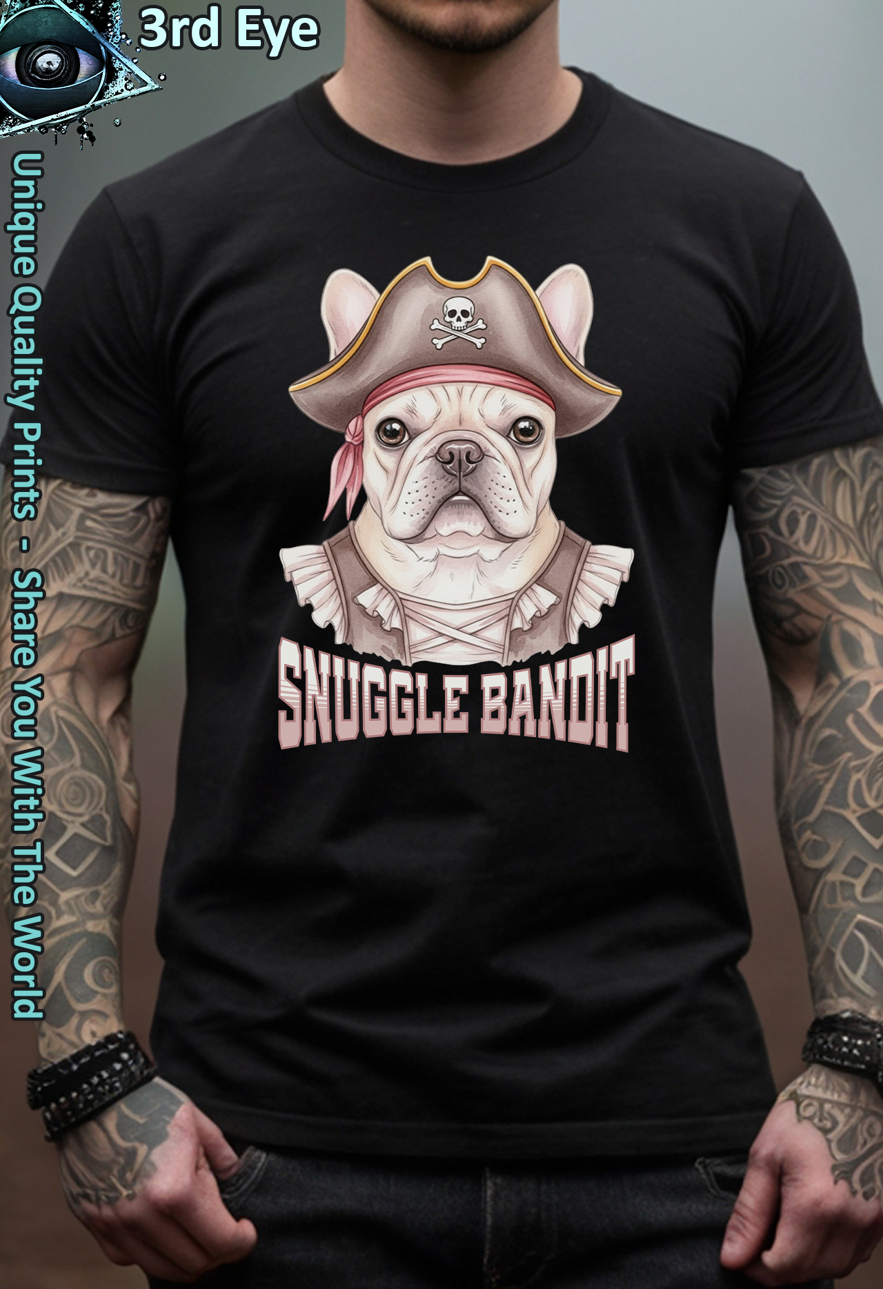 Vintage Pirate Frenchie Graphic Snuggle Bandit French Bulldog product thumbnail image Vintage Pirate Frenchie Graphic Snuggle Bandit French Bulldog product thumbnail image