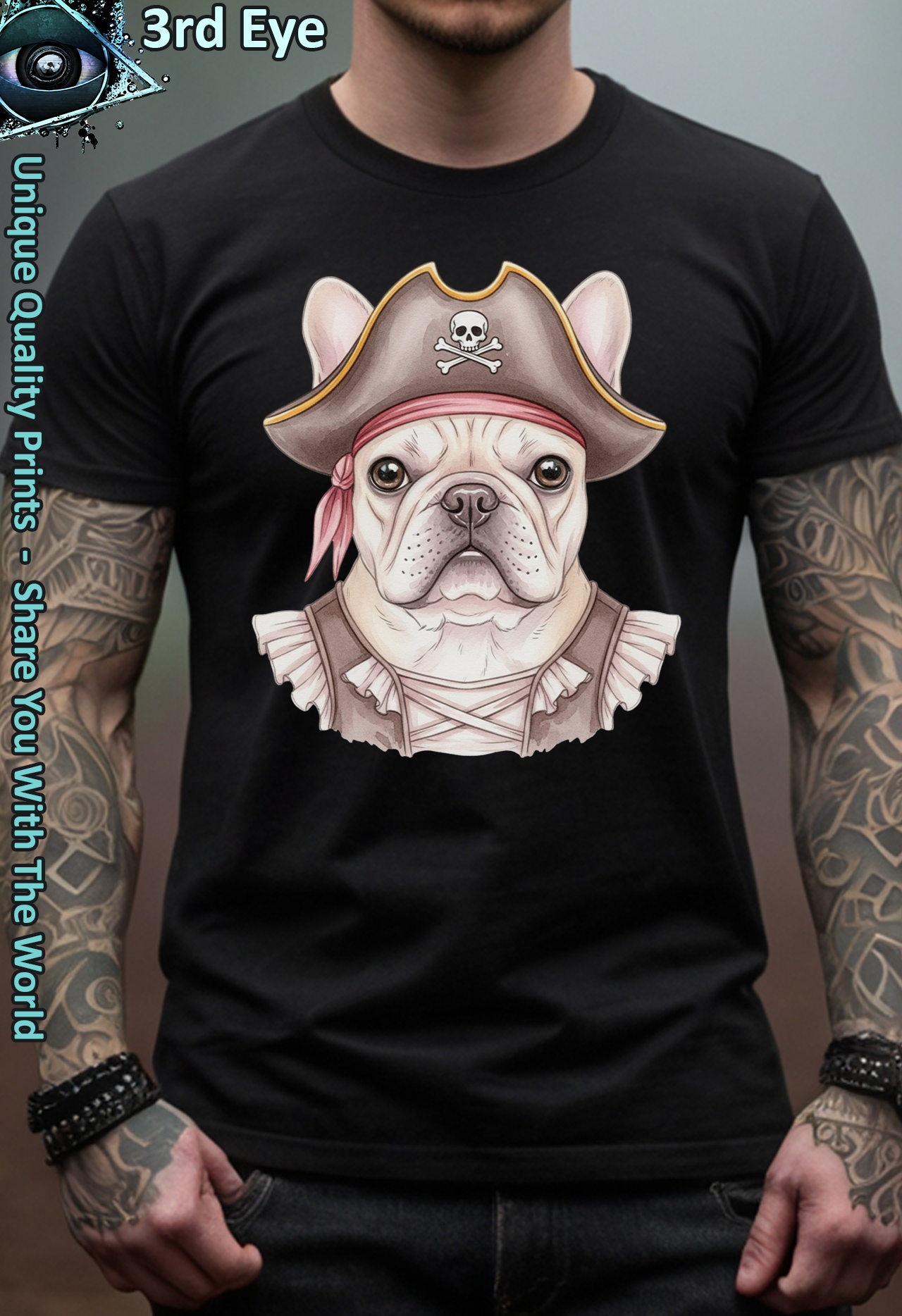 Vintage Pirate Frenchie Graphic Funny French Bulldog product thumbnail image Vintage Pirate Frenchie Graphic Funny French Bulldog product thumbnail image