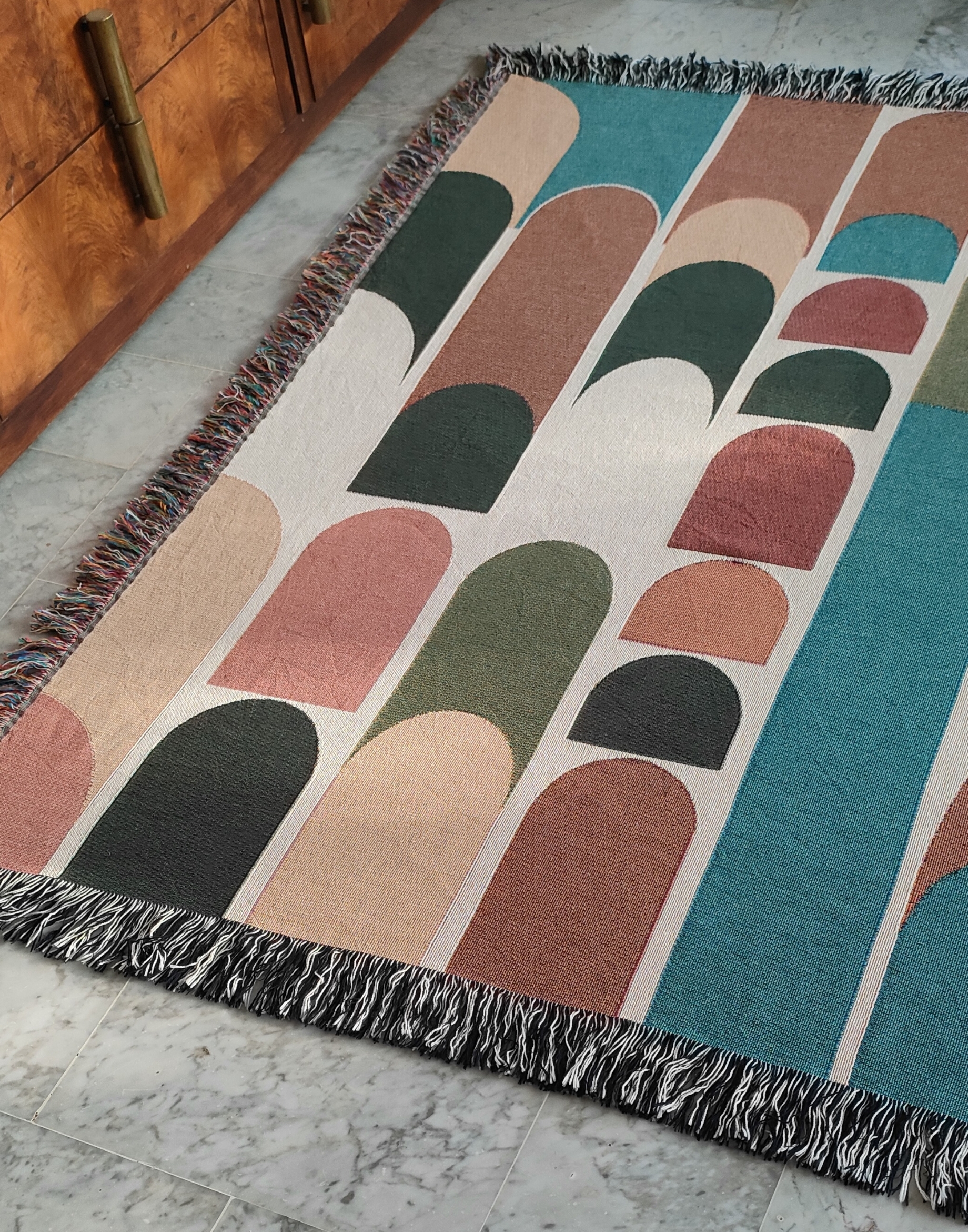 Mid Century Modern Woven Throw Blanket, Abstract Geometric Cotton Tapestry, Boho Home Decor Sofa Accent, Gift for Art & Design Lovers product thumbnail image Mid Century Modern Woven Throw Blanket, Abstract Geometric Cotton Tapestry, Boho Home Decor Sofa Accent, Gift for Art & Design Lovers product thumbnail image