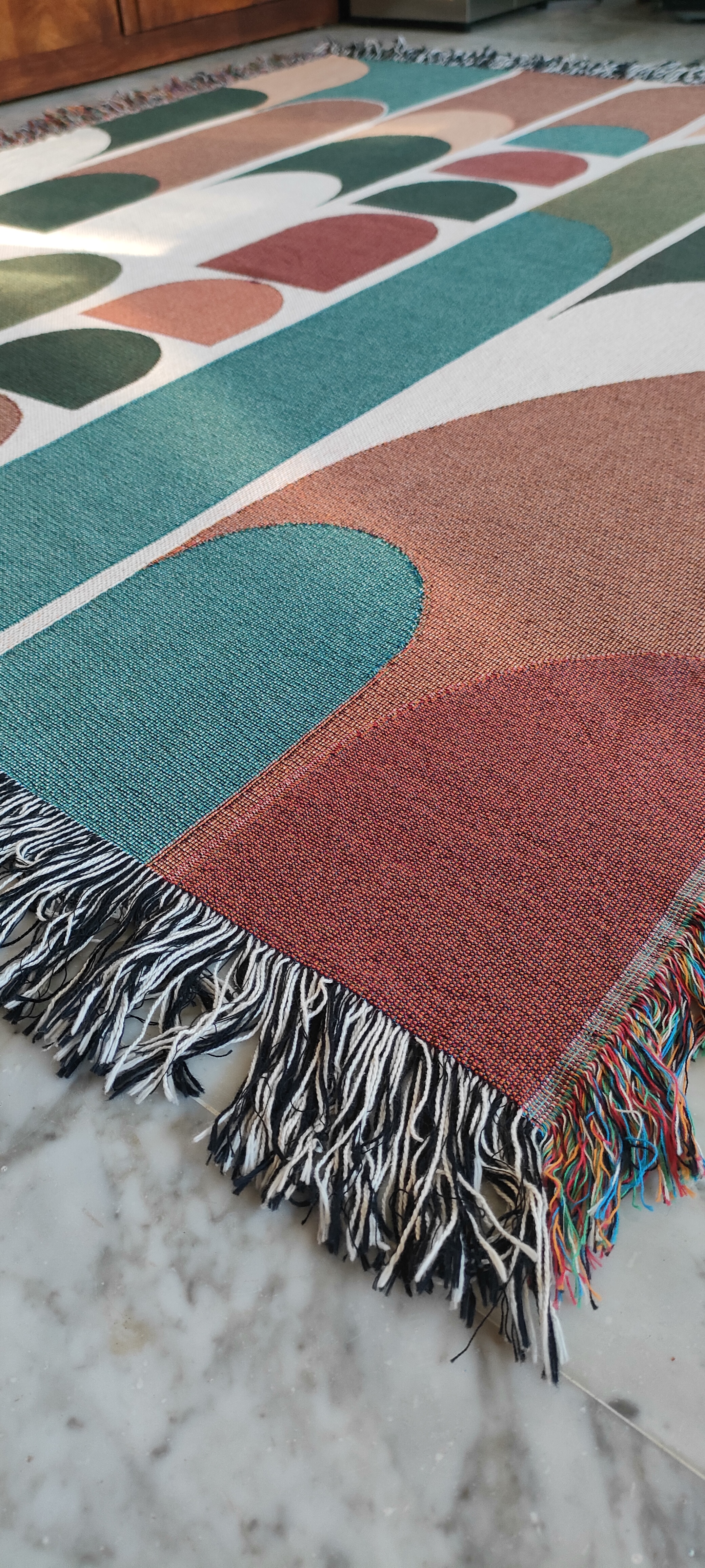 Mid Century Modern Woven Throw Blanket, Abstract Geometric Cotton Tapestry, Boho Home Decor Sofa Accent, Gift for Art & Design Lovers product thumbnail image Mid Century Modern Woven Throw Blanket, Abstract Geometric Cotton Tapestry, Boho Home Decor Sofa Accent, Gift for Art & Design Lovers product thumbnail image