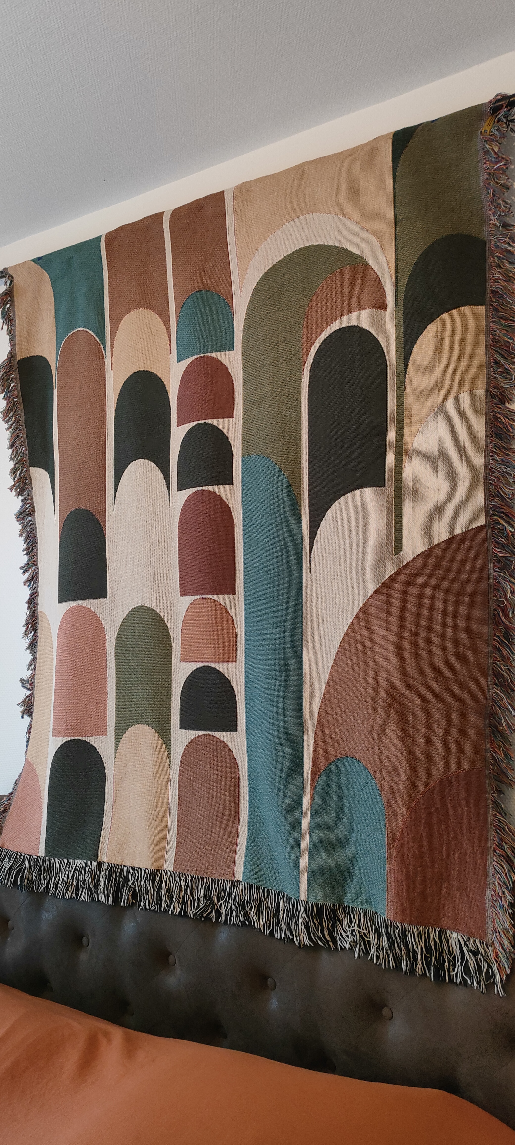 Mid Century Modern Woven Throw Blanket, Abstract Geometric Cotton Tapestry, Boho Home Decor Sofa Accent, Gift for Art & Design Lovers product thumbnail image Mid Century Modern Woven Throw Blanket, Abstract Geometric Cotton Tapestry, Boho Home Decor Sofa Accent, Gift for Art & Design Lovers product thumbnail image