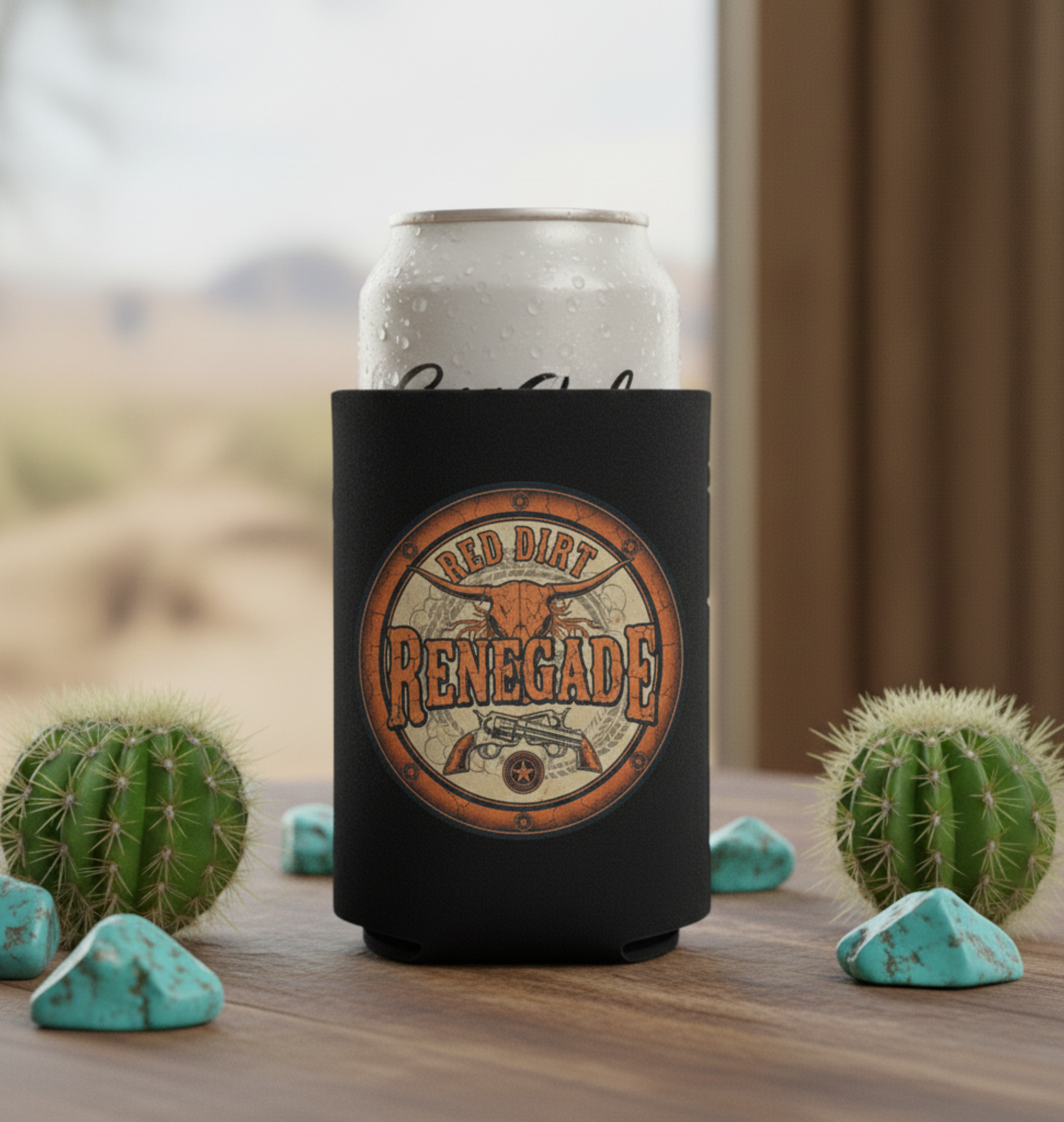 Red Dirt Renegade Can Cooler – Western Longhorn Beer Koozie