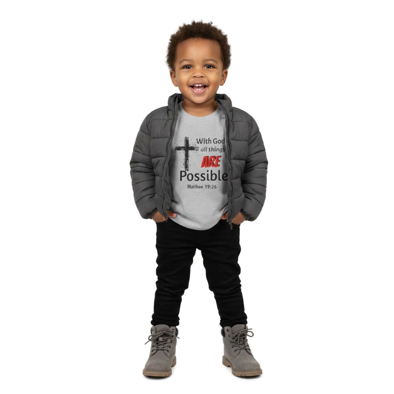 Toddler "With God All Things Are Possible" T-shirt product thumbnail image Toddler "With God All Things Are Possible" T-shirt product thumbnail image