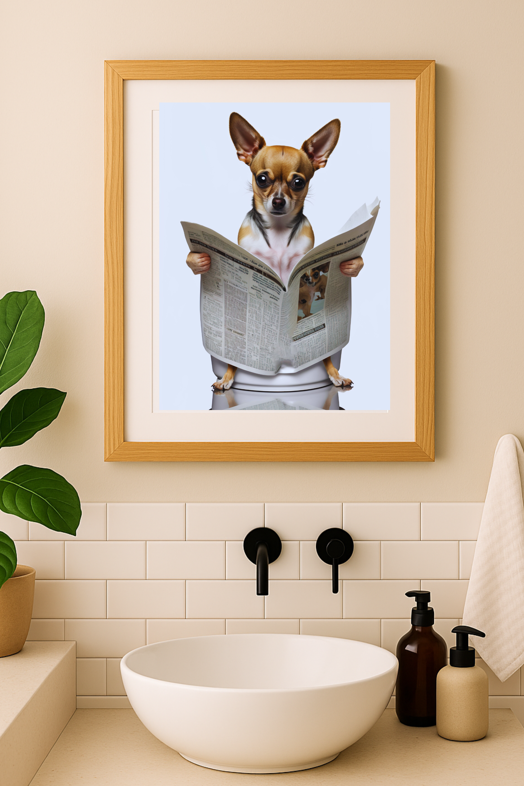Chihuahua Reading Newspaper Matte Vertical Poster — Funny Dog Wall Art product thumbnail image Chihuahua Reading Newspaper Matte Vertical Poster — Funny Dog Wall Art product thumbnail image