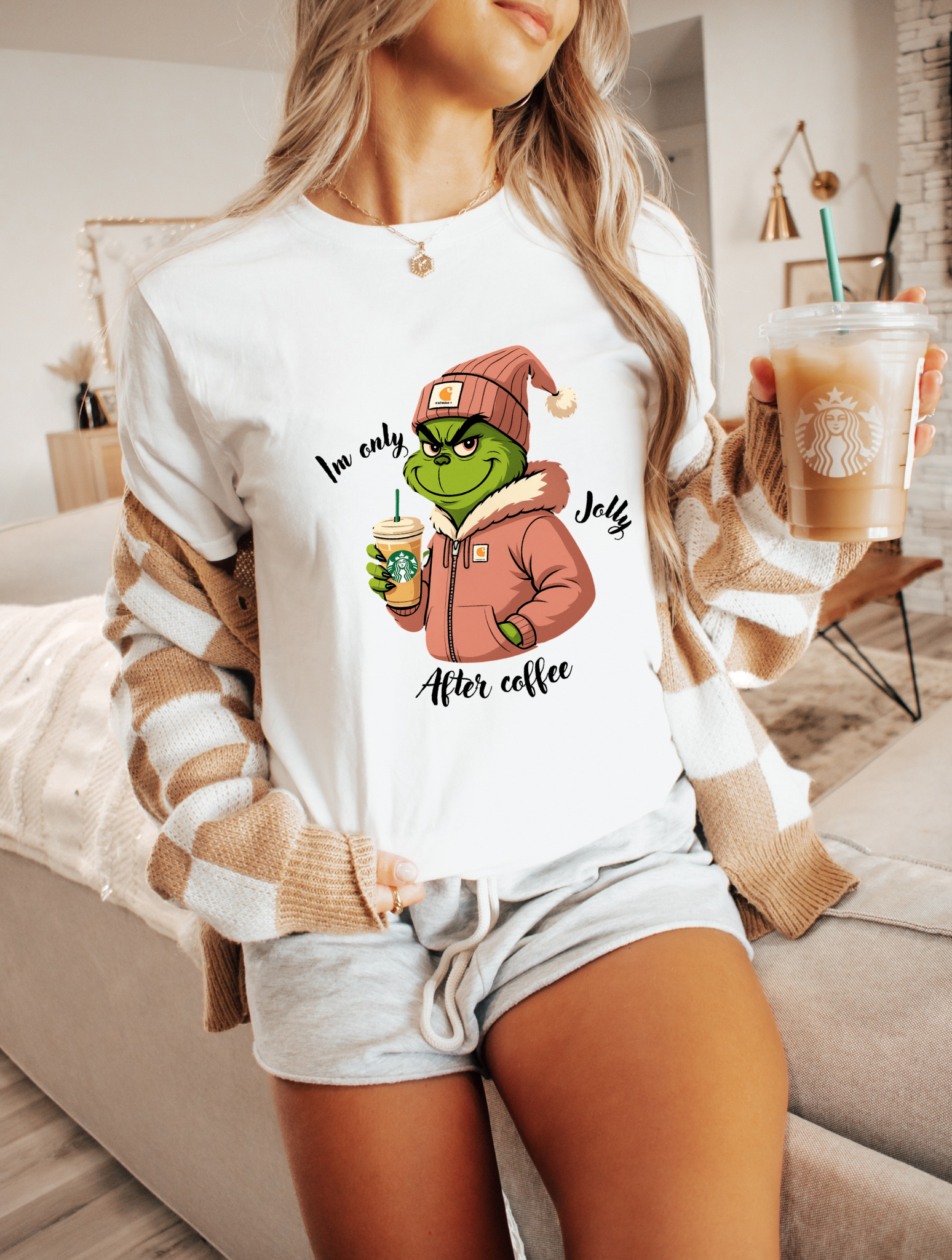 Grumpy Grinch 'Only Jolly After Coffee' T-Shirt product thumbnail image Grumpy Grinch 'Only Jolly After Coffee' T-Shirt product thumbnail image