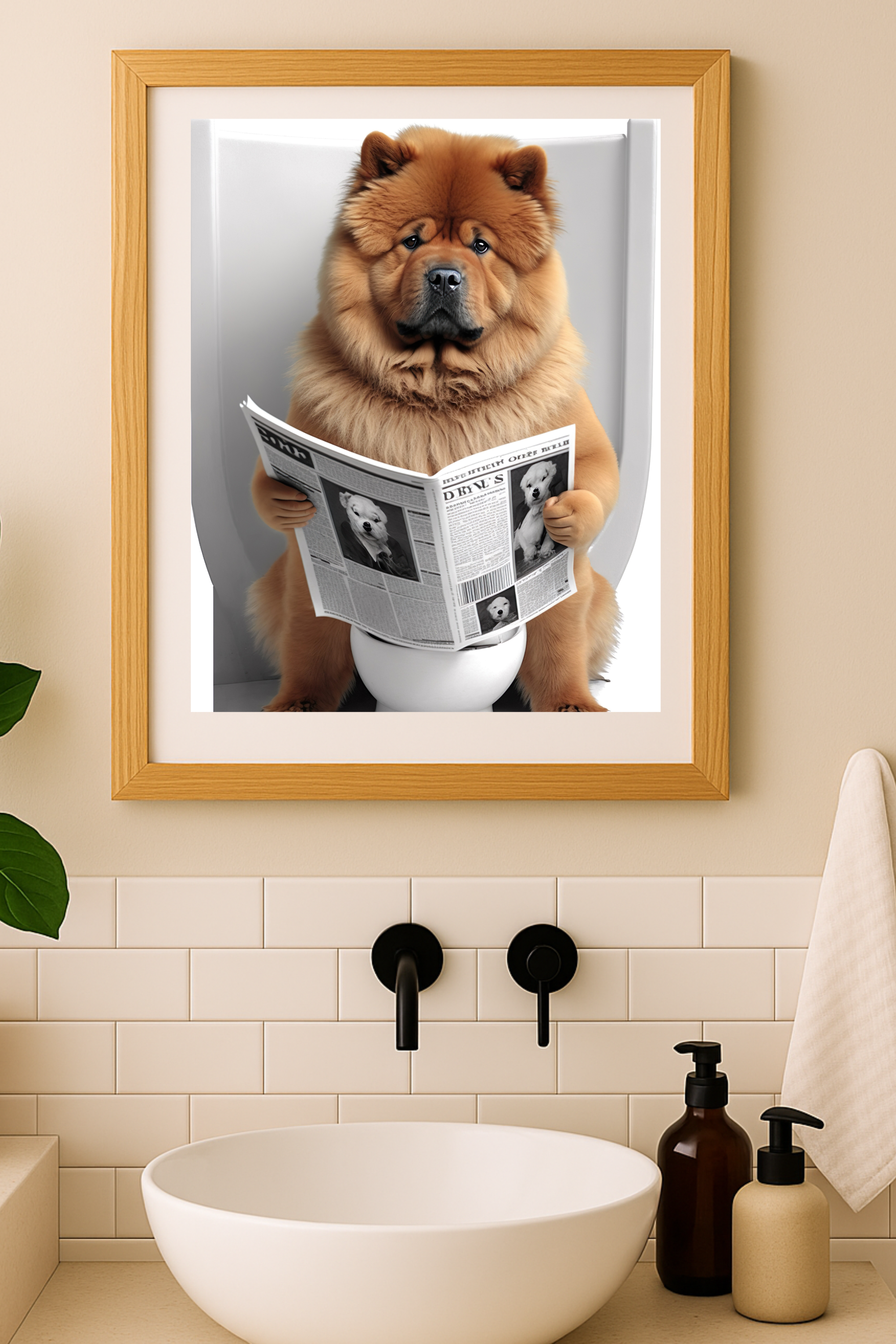 Chow Chow Reading Newspaper Poster — Funny Dog Bathroom Art (Matte Vertical) product thumbnail image Chow Chow Reading Newspaper Poster — Funny Dog Bathroom Art (Matte Vertical) product thumbnail image