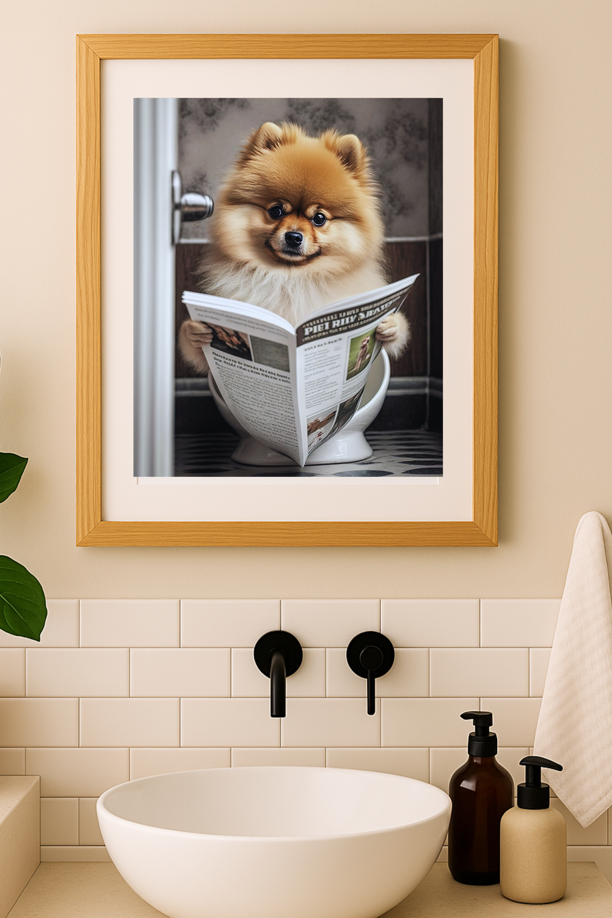Pomeranian Reading Newspaper Poster — Cute Dog Wall Art Matte Vertical Print product thumbnail image Pomeranian Reading Newspaper Poster — Cute Dog Wall Art Matte Vertical Print product thumbnail image