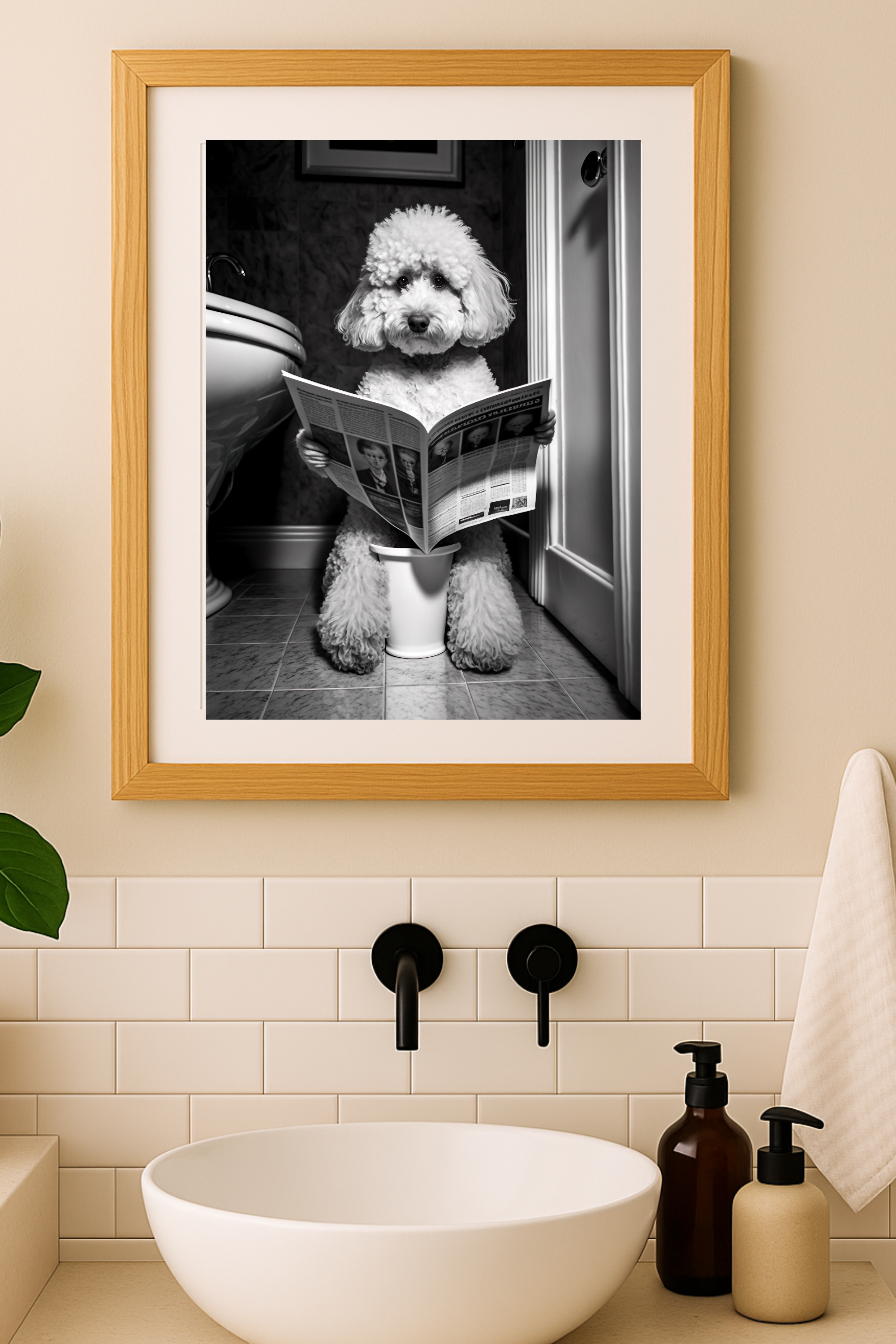 Funny Poodle Reading Magazine on Toilet (Matte Vertical Poster) product thumbnail image Funny Poodle Reading Magazine on Toilet (Matte Vertical Poster) product thumbnail image