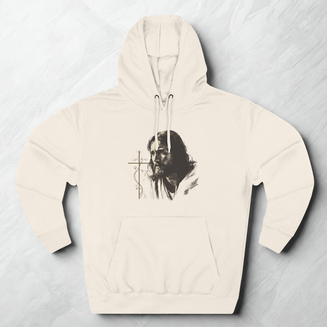 Jesus Portrait Christian Hoodie – Faith-Inspired Watercolor Cross Pullover Sweatshirt product thumbnail image Jesus Portrait Christian Hoodie – Faith-Inspired Watercolor Cross Pullover Sweatshirt product thumbnail image