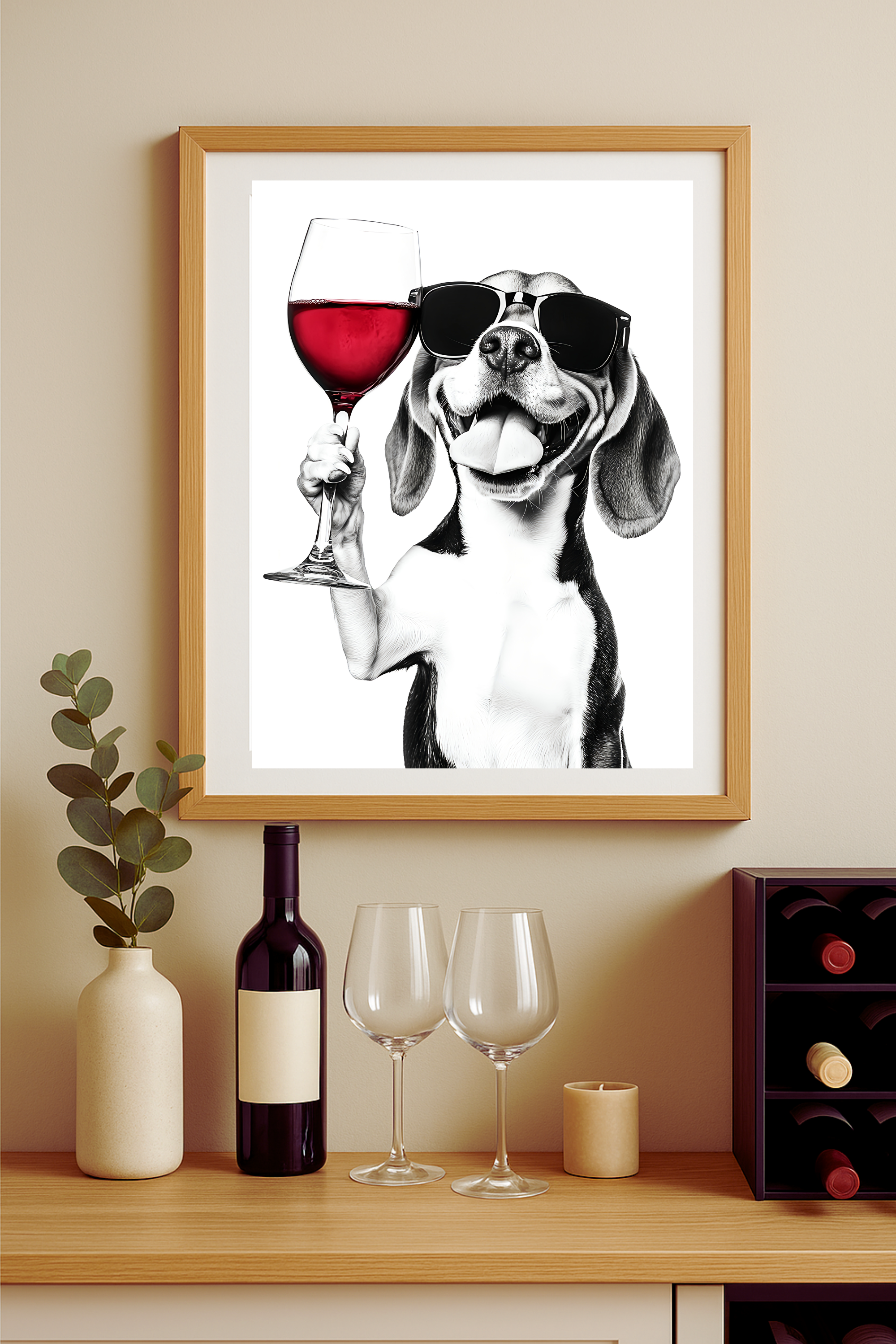 Fun Beagle Wine Poster Art Print for Kitchen, Bar & Gifts Fun Beagle Wine Poster Art Print for Kitchen, Bar & Gifts