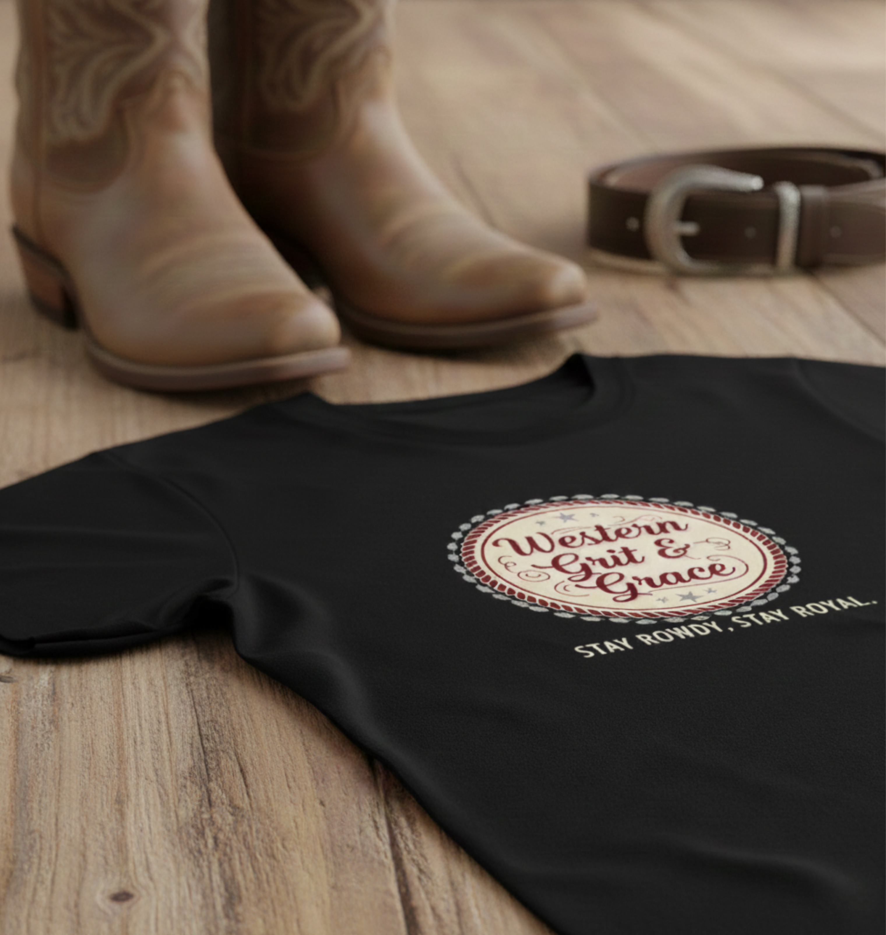 Western Grit &amp; Grace T-Shirt — "Stay Rowdy, Stay Royal" Casual Tee