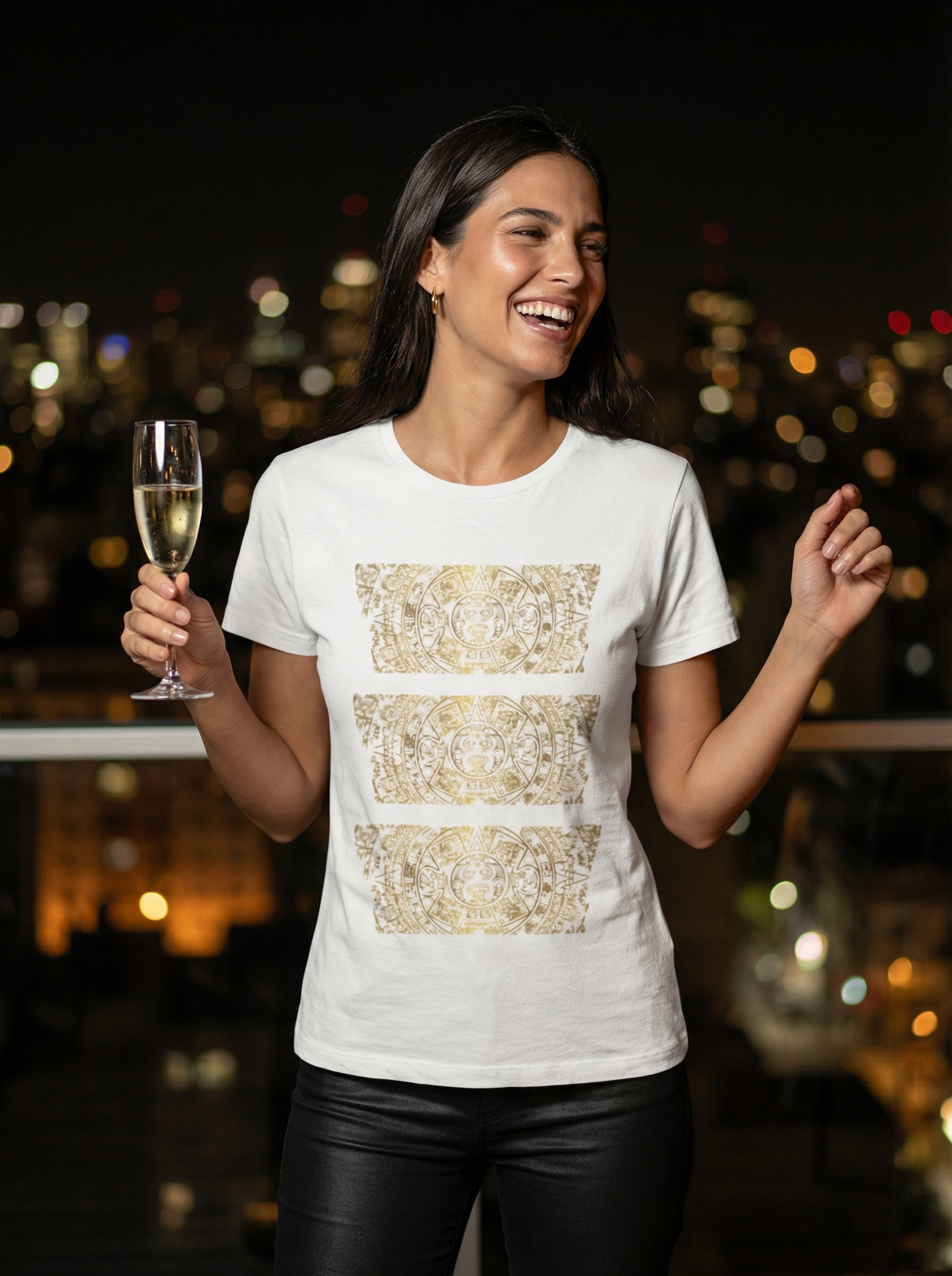 Boho Gold Aztec Pattern T-Shirt — 'Boho Zen' Graphic Tee product thumbnail image
