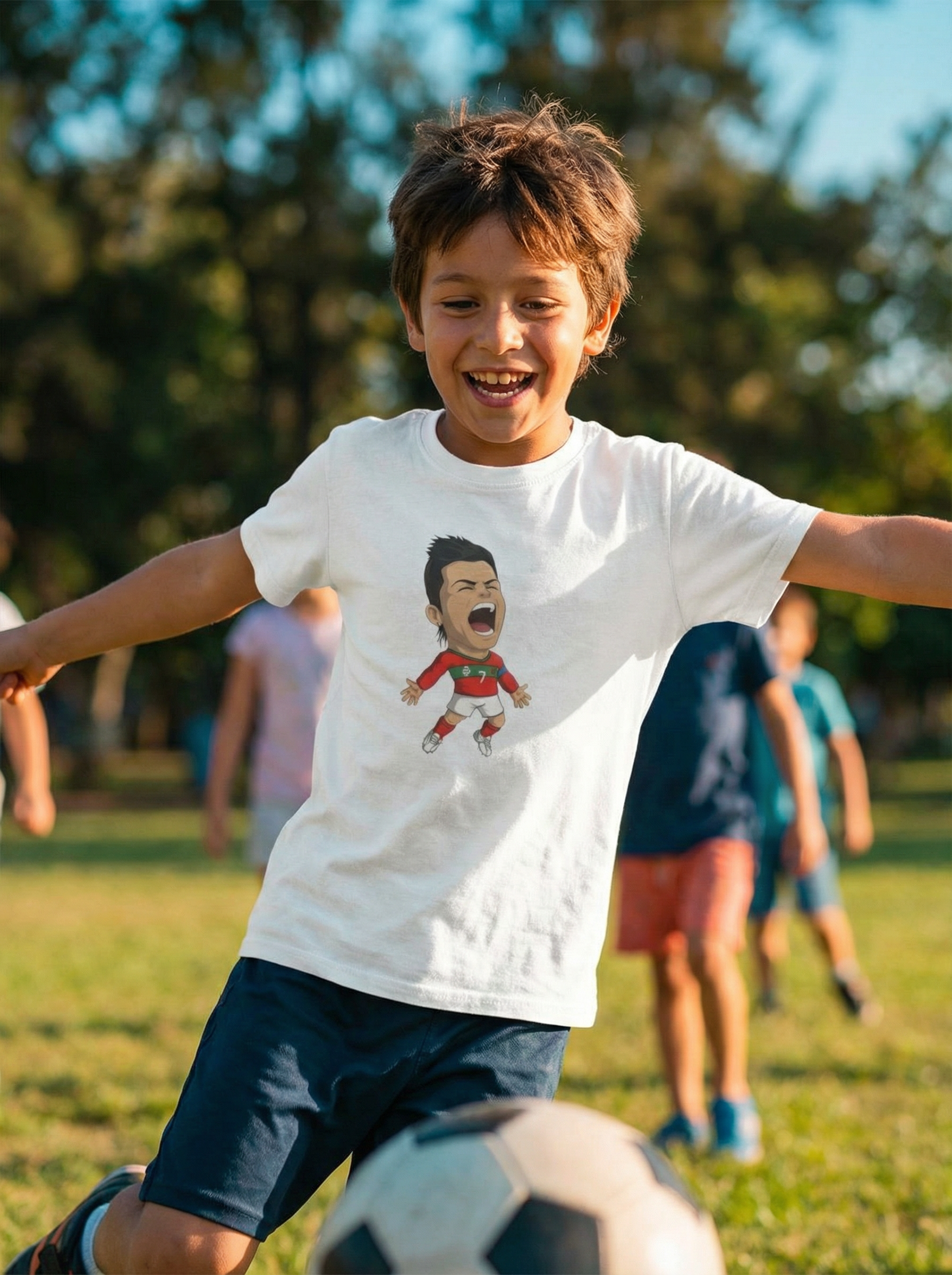 Kristio Arroganto Kids T-Shirt — Cartoon Football Streetwear Tee product thumbnail image Kristio Arroganto Kids T-Shirt — Cartoon Football Streetwear Tee product thumbnail image