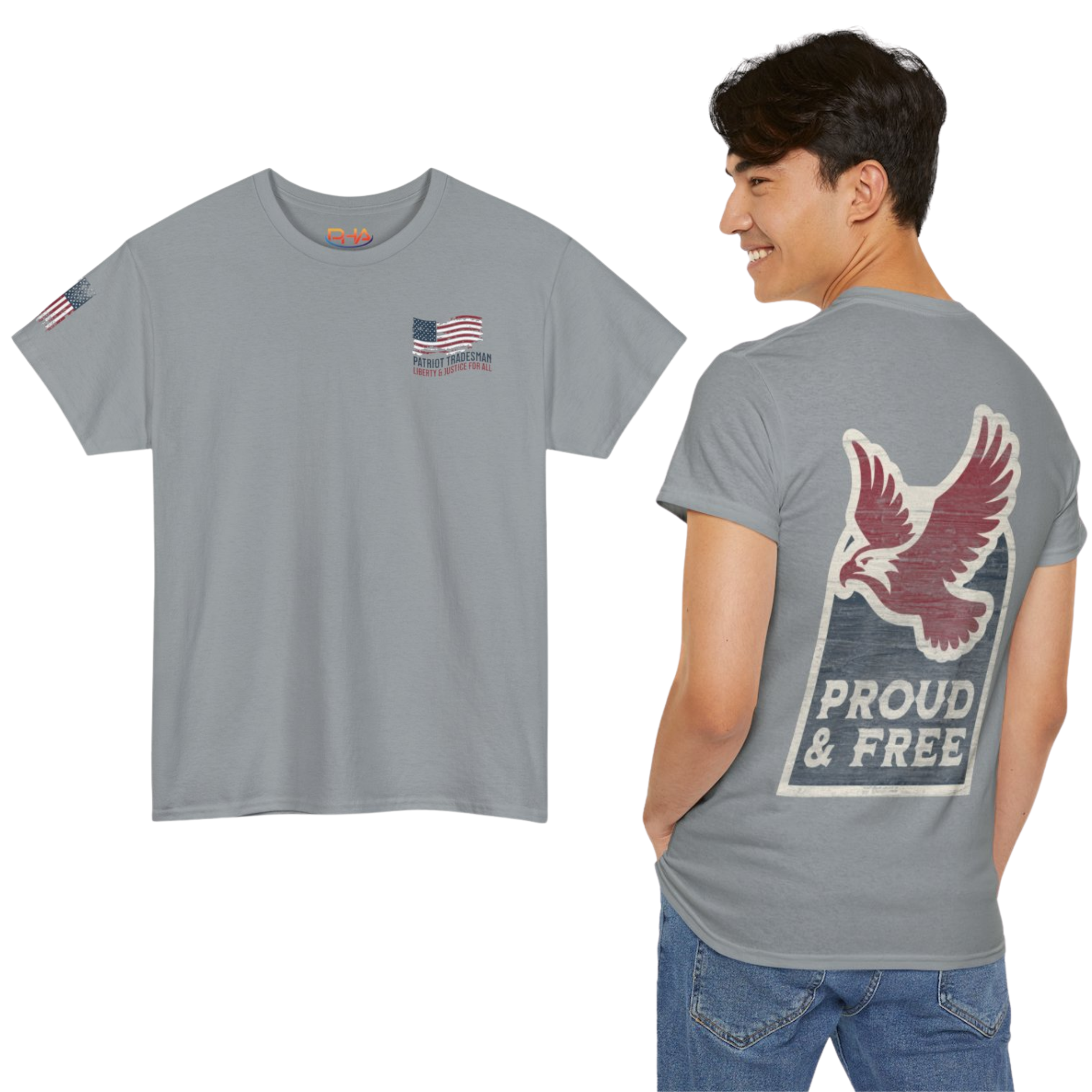 Proud & Free Eagle Graphic Tee | American Tradesman USA Flag T-shirt Proud & Free Eagle Graphic Tee | American Tradesman USA Flag T-shirt