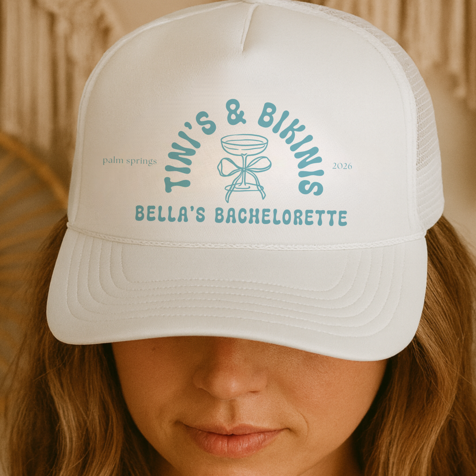 Personalized 'Tini's &amp; Bikinis' Bachelorette Trucker Cap — Custom Bride &amp; Bridesmaids product thumbnail image