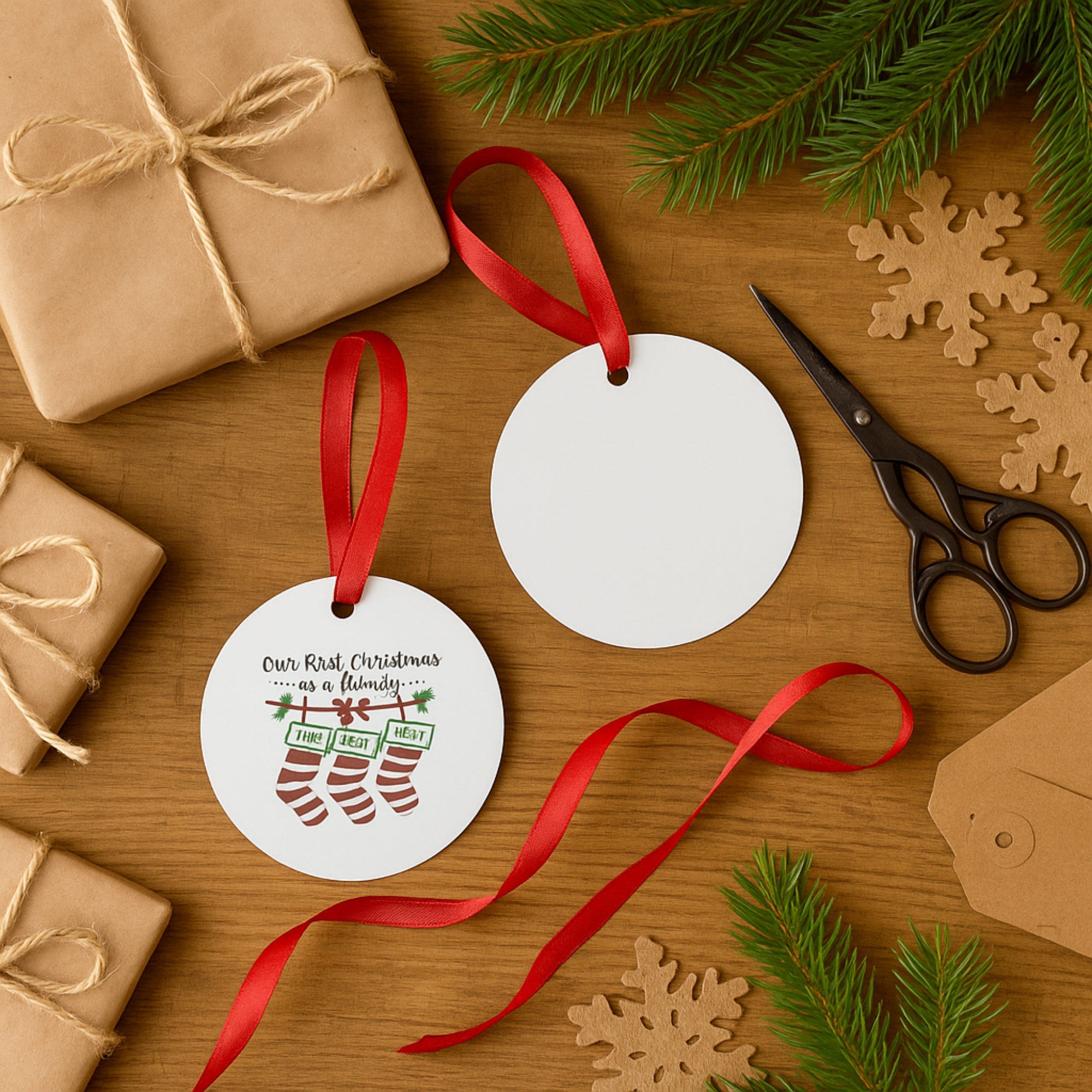 First Christmas as a Family Ornament • Personalized Baby’s First Christmas • Custom Stockings Ornament • 3 Shapes Available • Holiday Gift Keepsake product thumbnail image