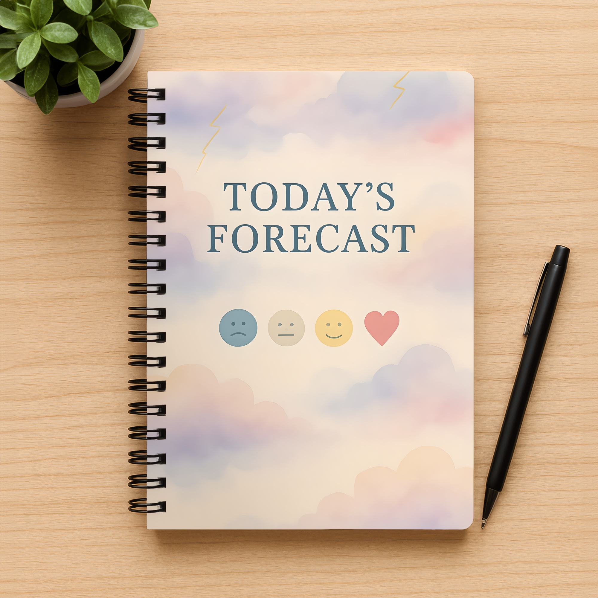 Mood Tracker Spiral Notebook "Today's Forecast" Ruled Journal product thumbnail image Mood Tracker Spiral Notebook "Today's Forecast" Ruled Journal product thumbnail image