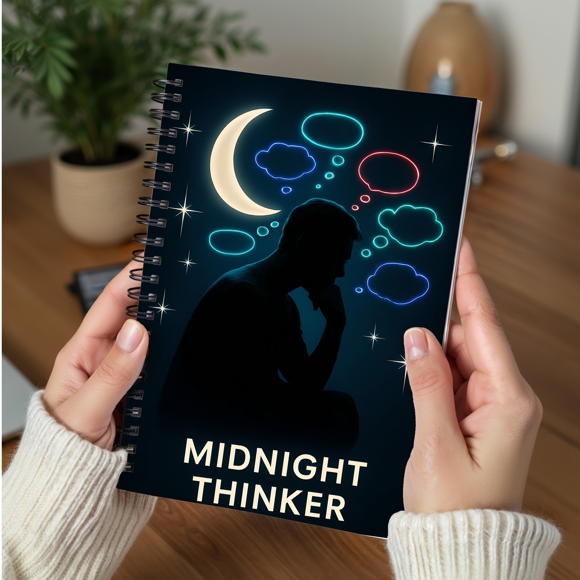 Midnight Thinker Spiral Notebook Ruled Journal for Nighttime Ideas &amp; Creative Reflection product thumbnail image