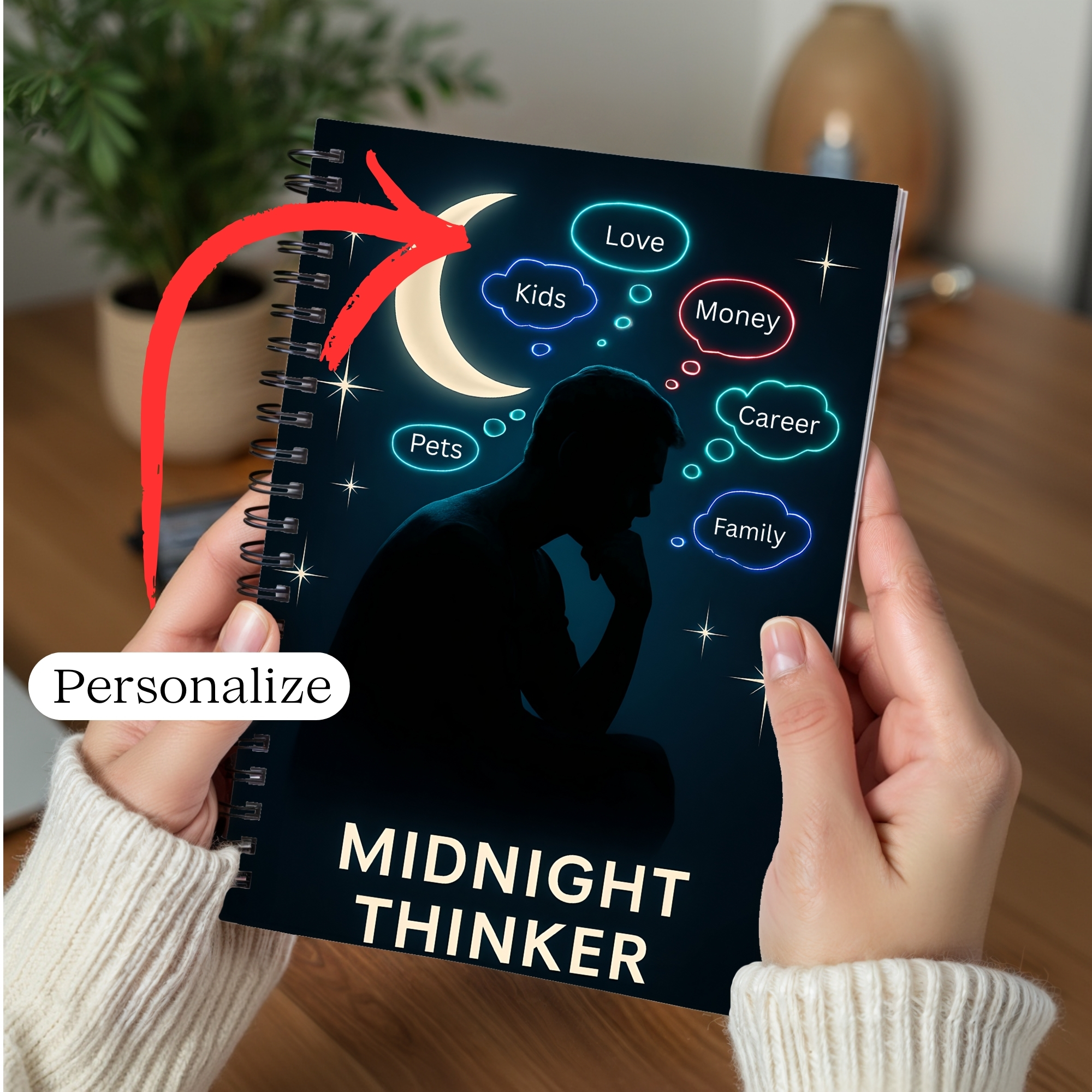 Midnight Thinker Spiral Notebook Ruled Journal for Nighttime Ideas &amp; Creative Reflection product thumbnail image