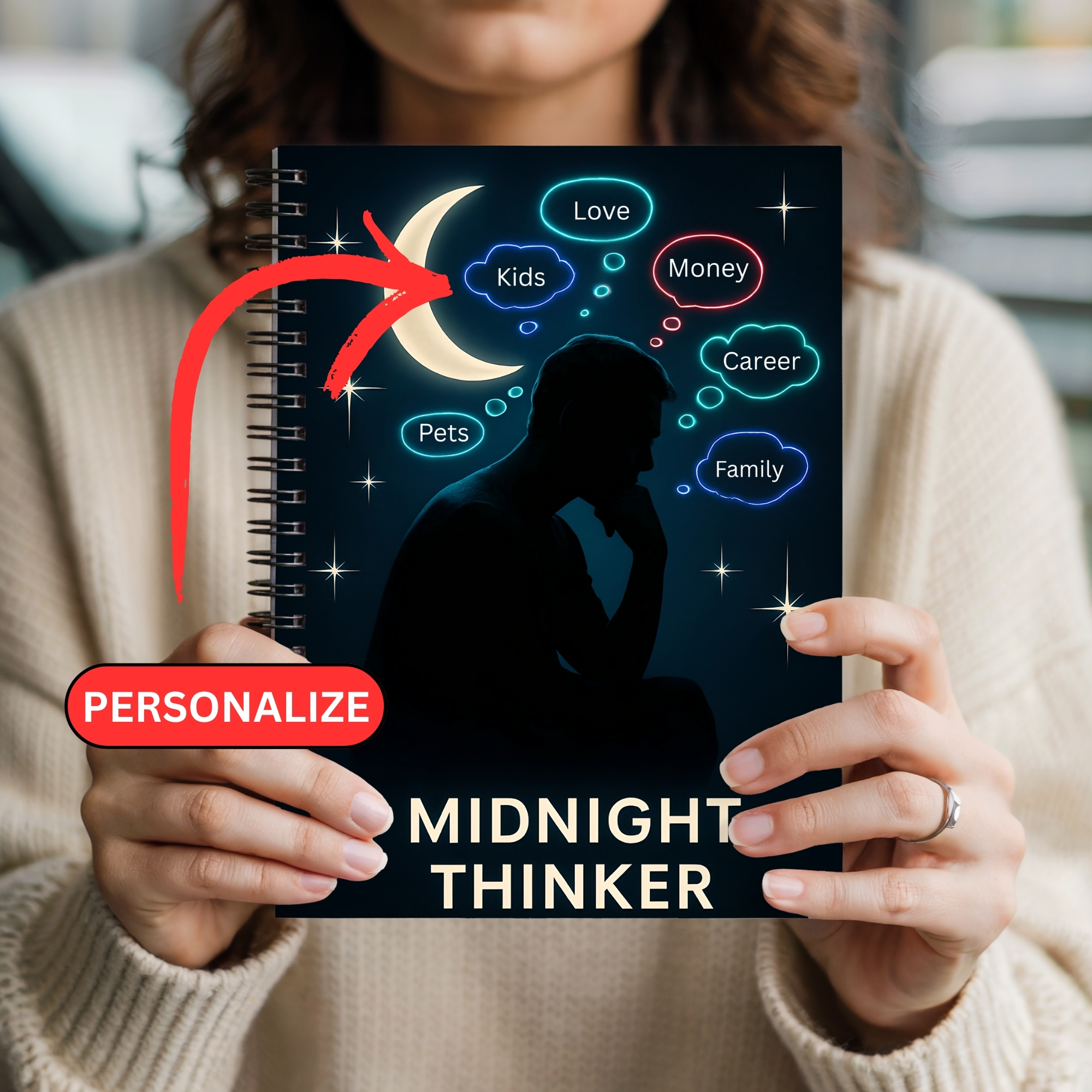 Midnight Thinker Spiral Notebook Ruled Journal for Nighttime Ideas &amp; Creative Reflection