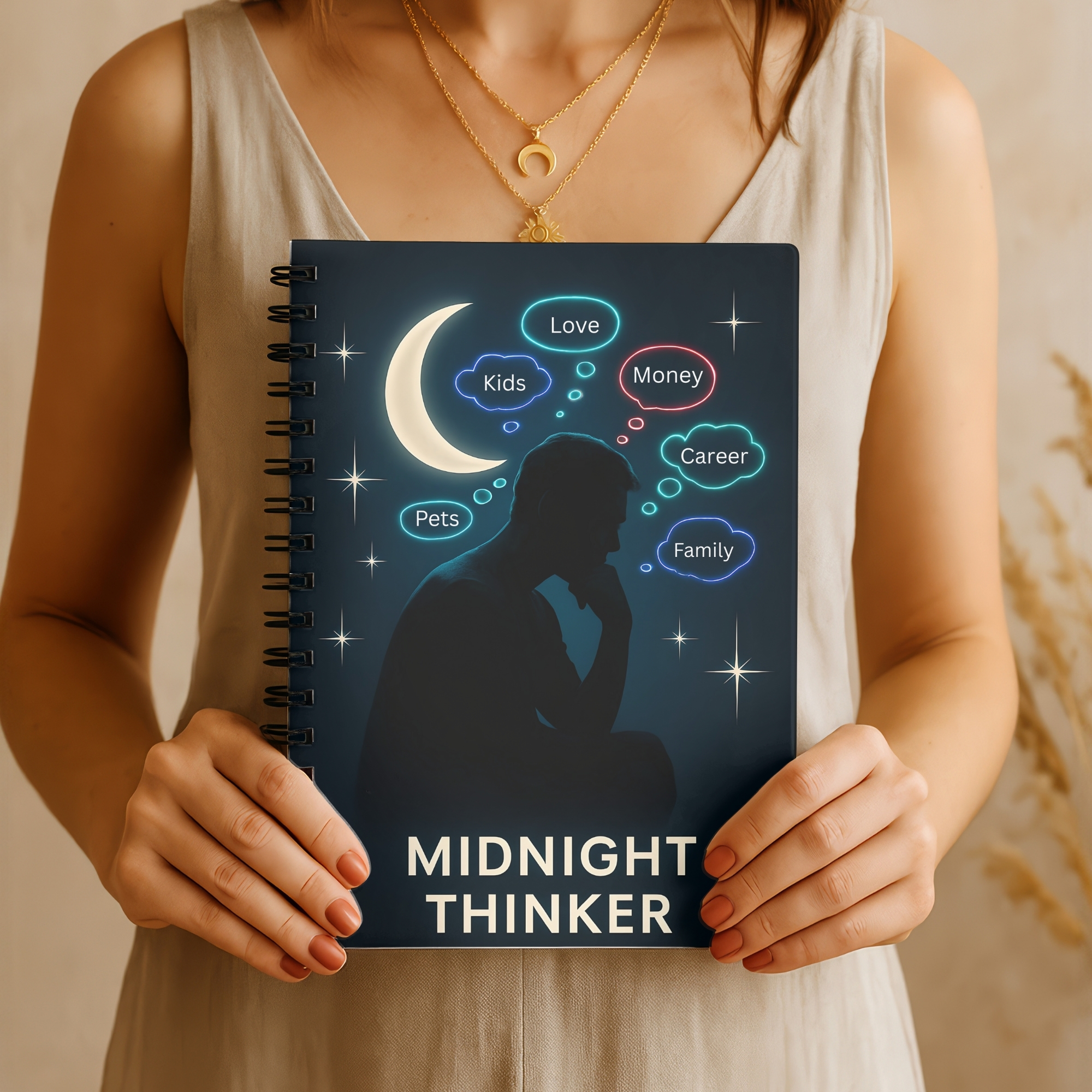 Midnight Thinker Spiral Notebook Ruled Journal for Nighttime Ideas & Creative Reflection product thumbnail image Midnight Thinker Spiral Notebook Ruled Journal for Nighttime Ideas & Creative Reflection product thumbnail image