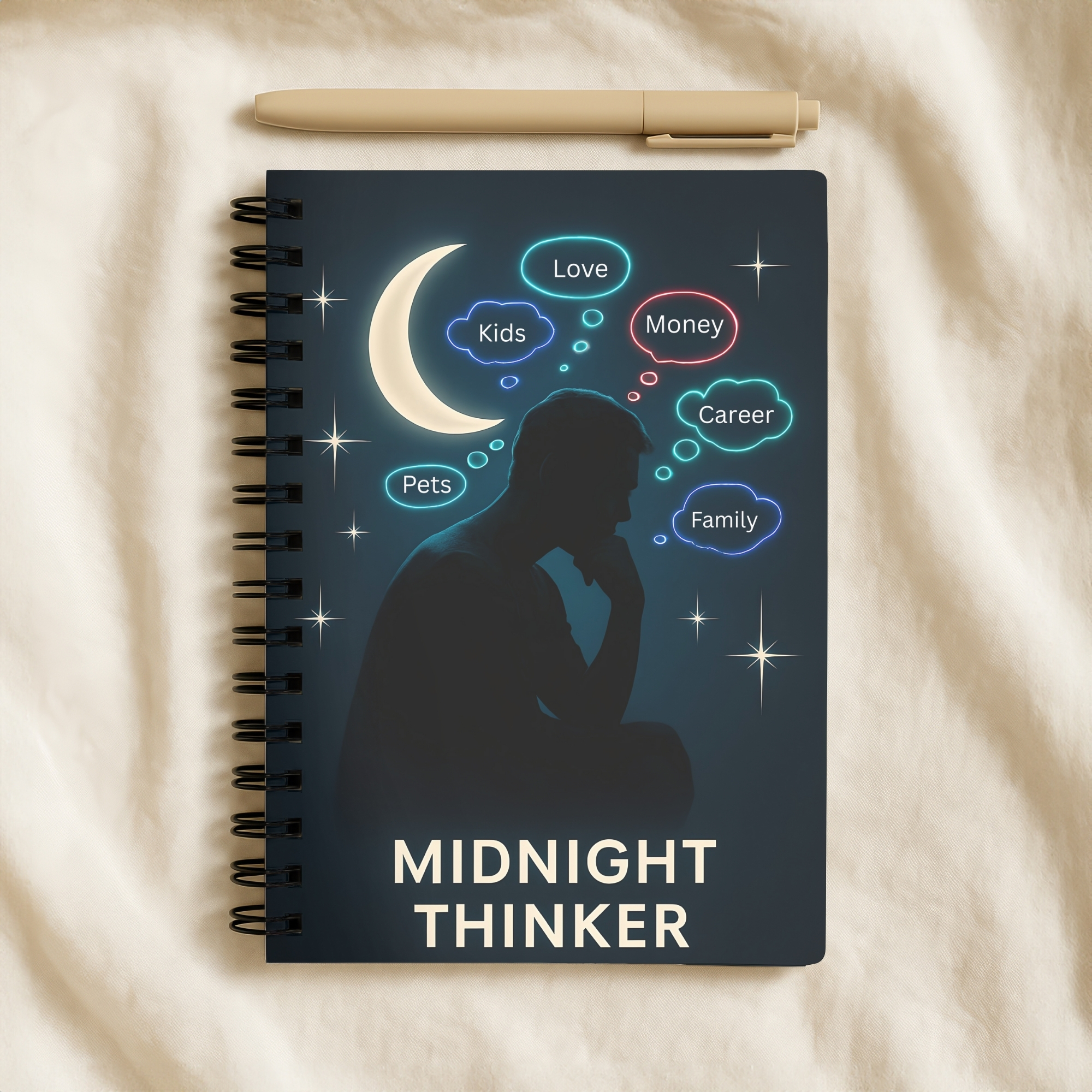 Midnight Thinker Spiral Notebook Ruled Journal for Nighttime Ideas &amp; Creative Reflection product thumbnail image