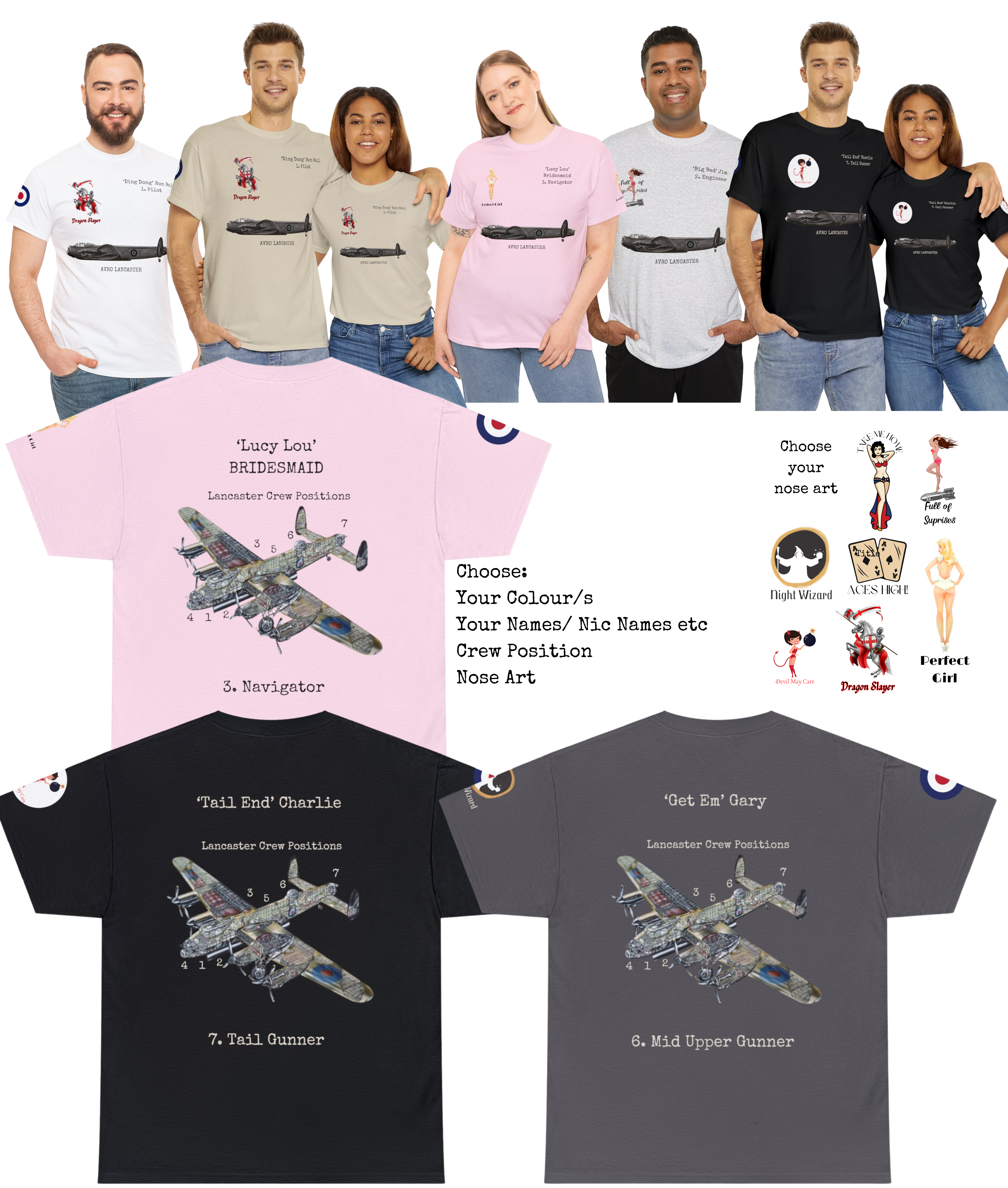 Lancaster Bomber Crew T Shirt personize your WW2 RAF Air Crew Tee Stag Bachelor Hen Bachelorette festivals Team Events Unisex Heavy Cotton Lancaster Bomber Crew T Shirt personize your WW2 RAF Air Crew Tee Stag Bachelor Hen Bachelorette festivals Team Events Unisex Heavy Cotton