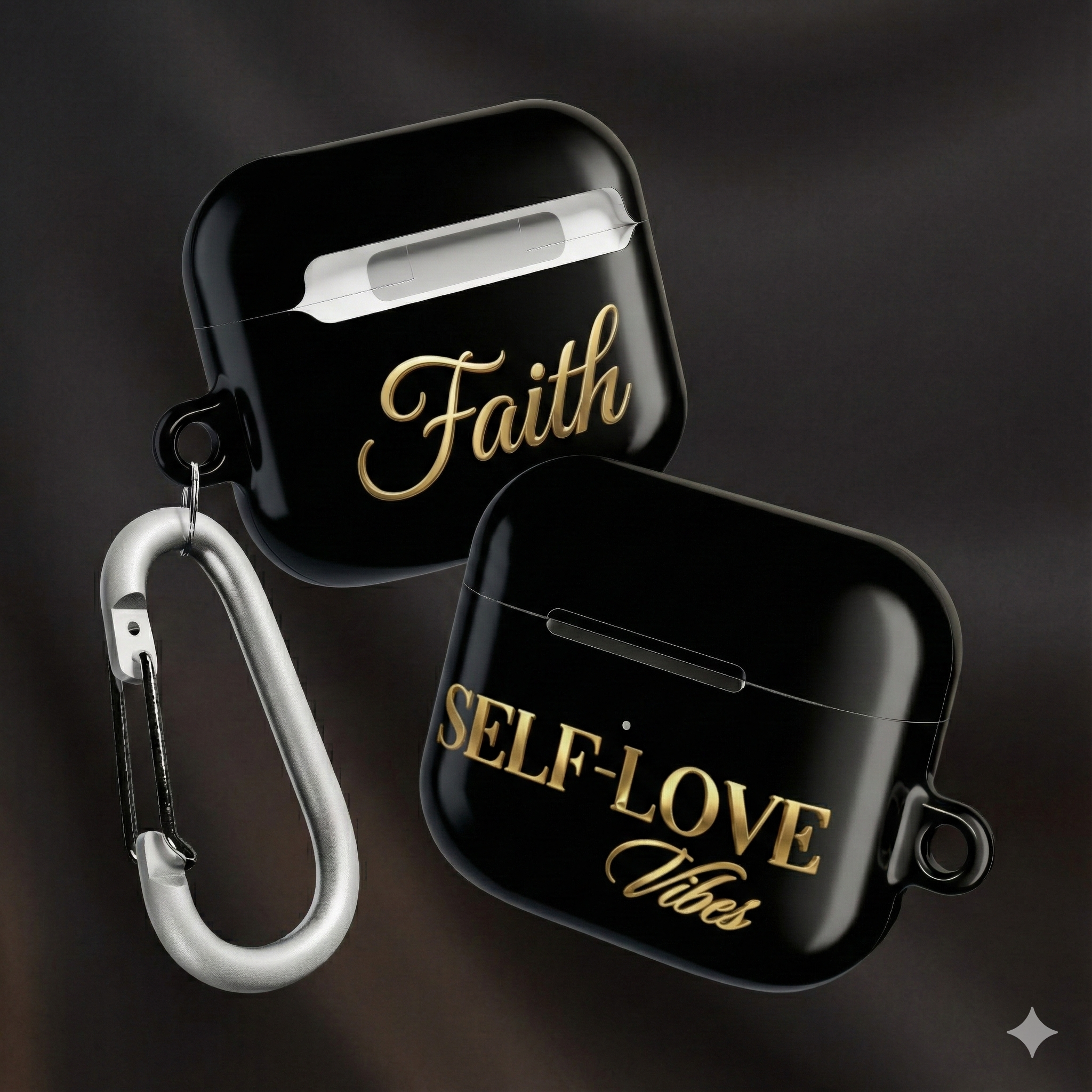 AirPod Case — Black Gold "Self-Love Vibes" & "Faith" Protective Case AirPod Case — Black Gold "Self-Love Vibes" & "Faith" Protective Case