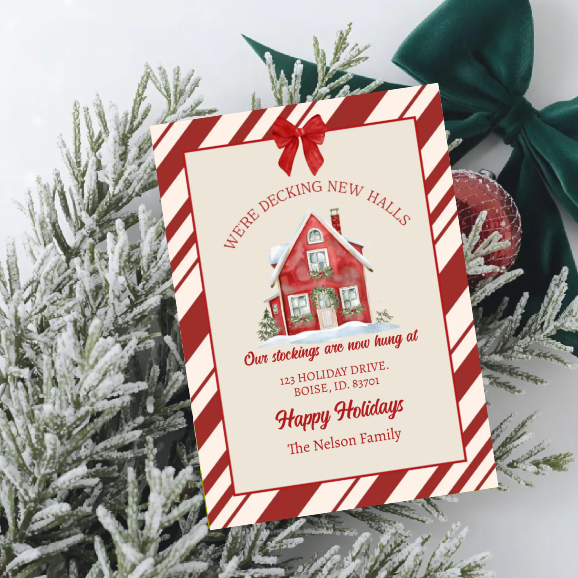 Holiday Moving Postcards — “We’re Decking New Halls” New Home Christmas Announcement (Envelopes Included) product thumbnail image