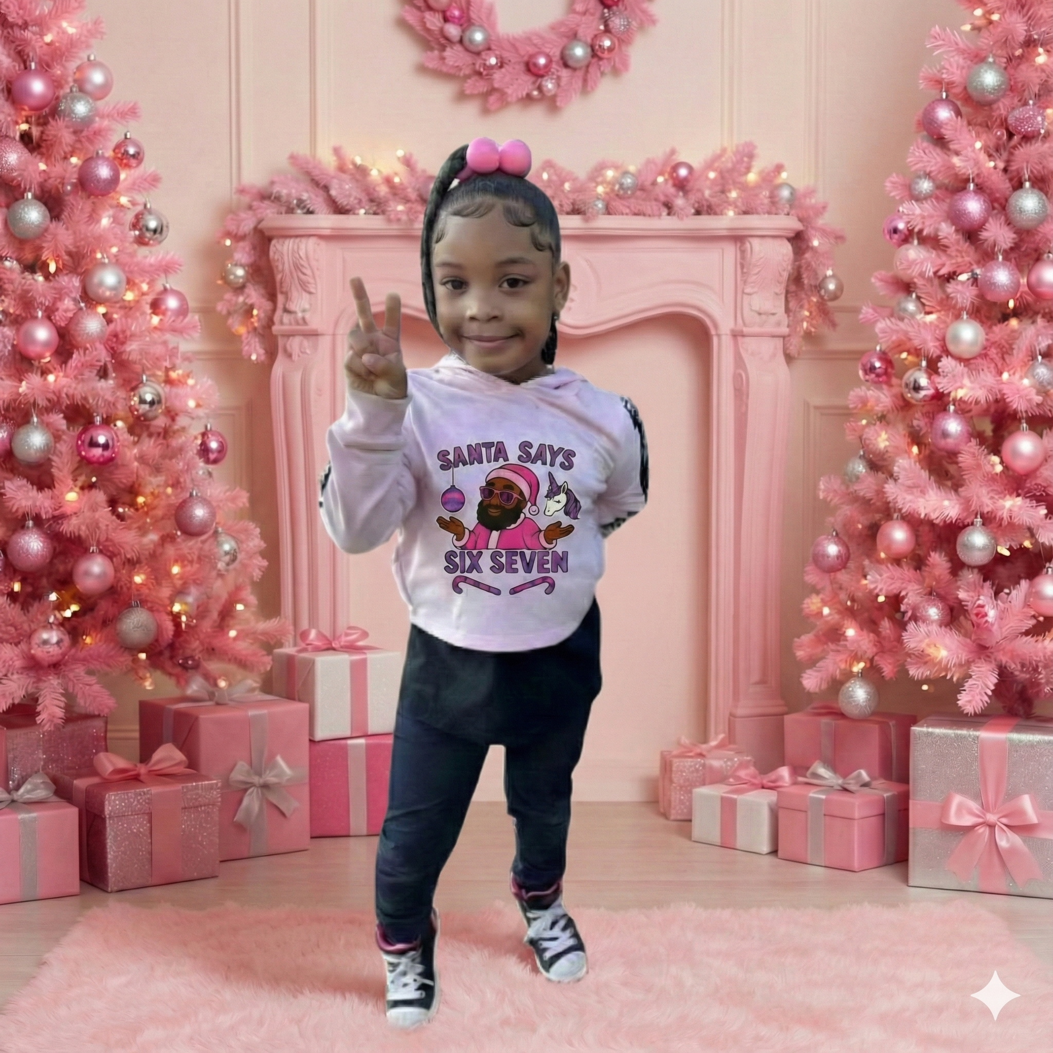 Santa Says 'Six Seven Kids' Hoodie — Funny Girls' Christmas Sweatshirt product thumbnail image Santa Says 'Six Seven Kids' Hoodie — Funny Girls' Christmas Sweatshirt product thumbnail image