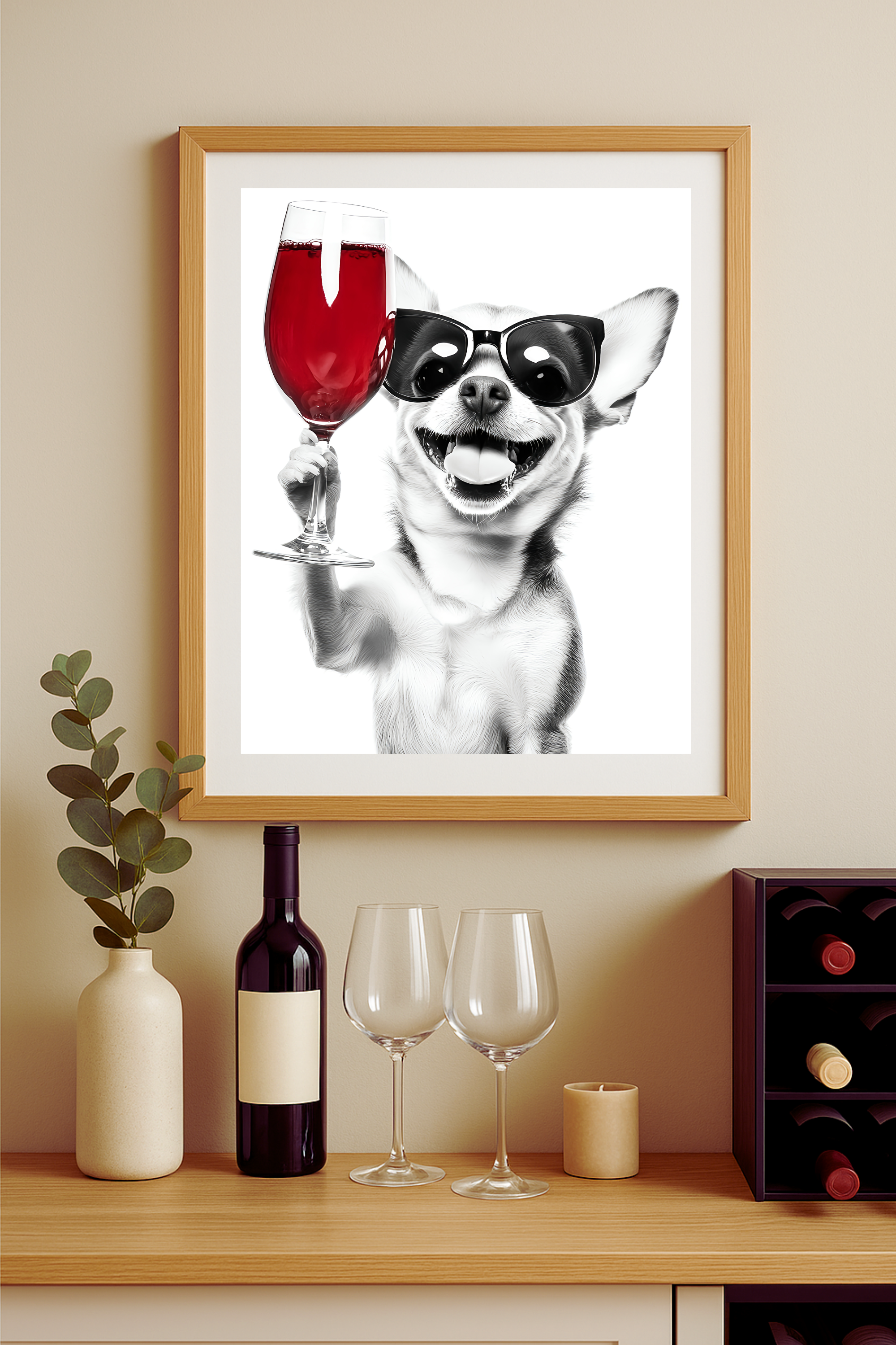 Corgi Wine Poster — Funny Dog with Wine Glass 